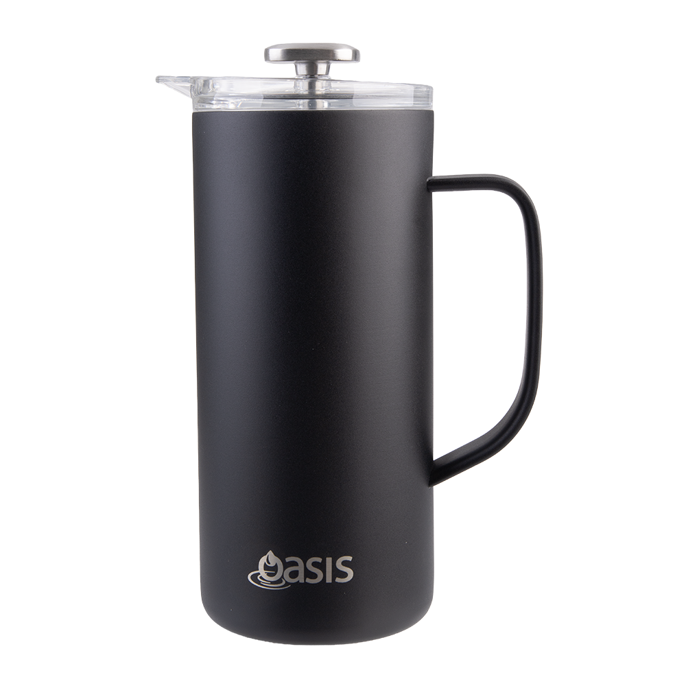 Oasis Stainless Steel Double Wall Insulated Coffee Press 4 Cup 600ml - Black