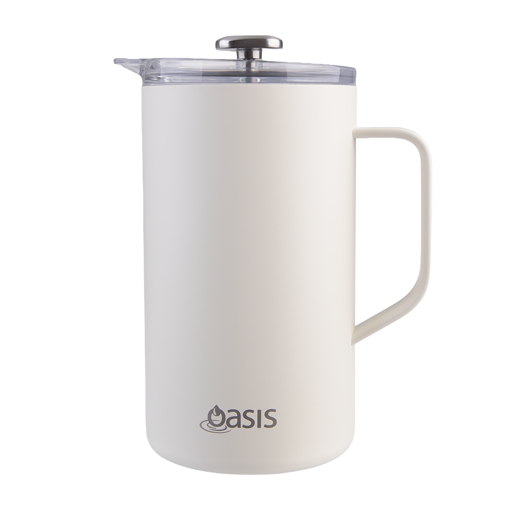 Oasis Stainless Steel Double Wall Insulated Coffee Press 8 Cup 1L - Alabaster