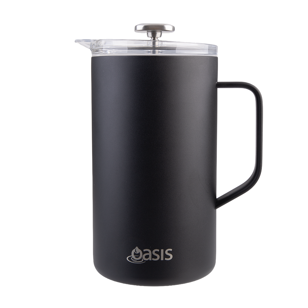 Oasis Stainless Steel Double Wall Insulated Coffee Press 8 Cup 1L - Black