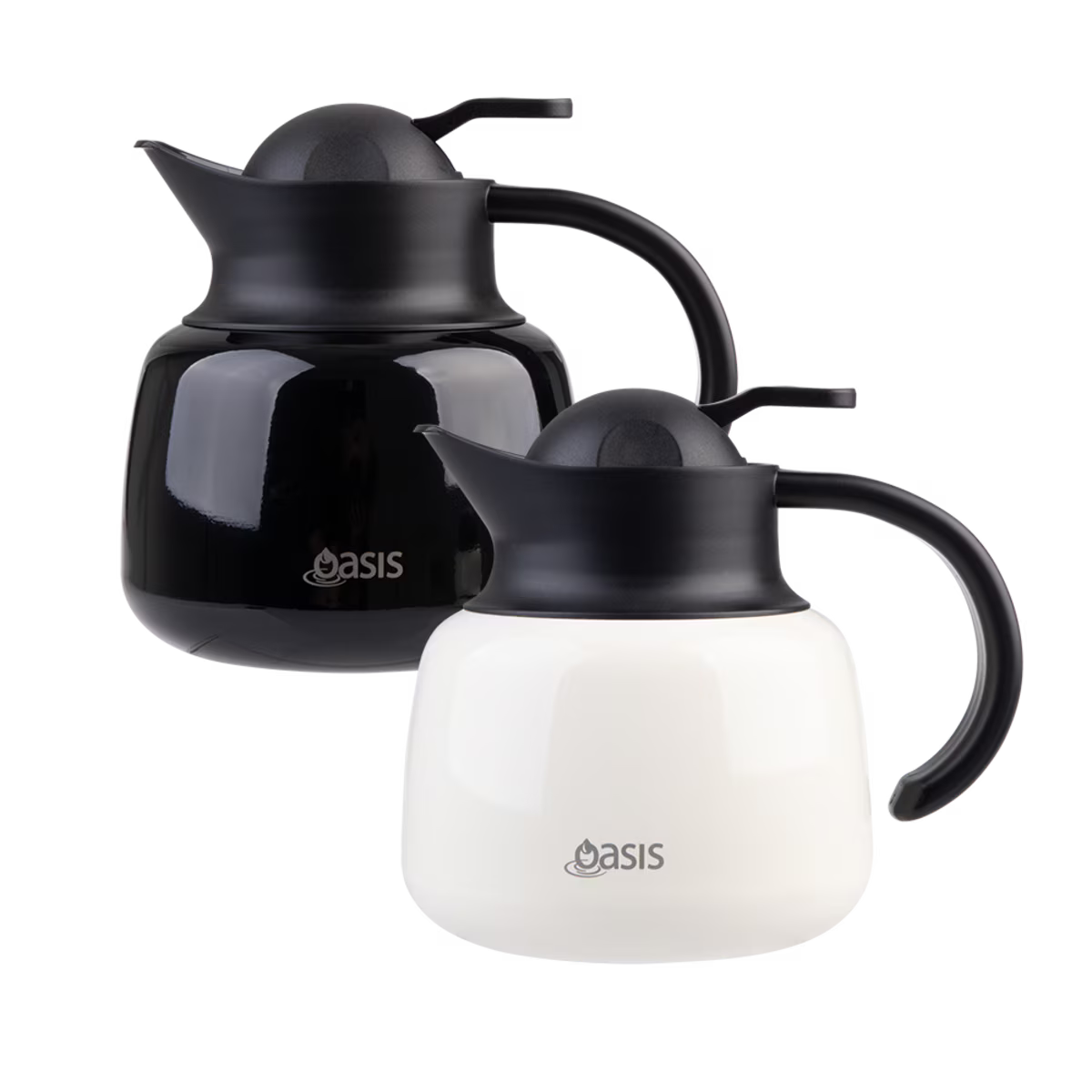 Oasis Stainless Steel Double Wall Tea Pot with Strainer 750ml - Black