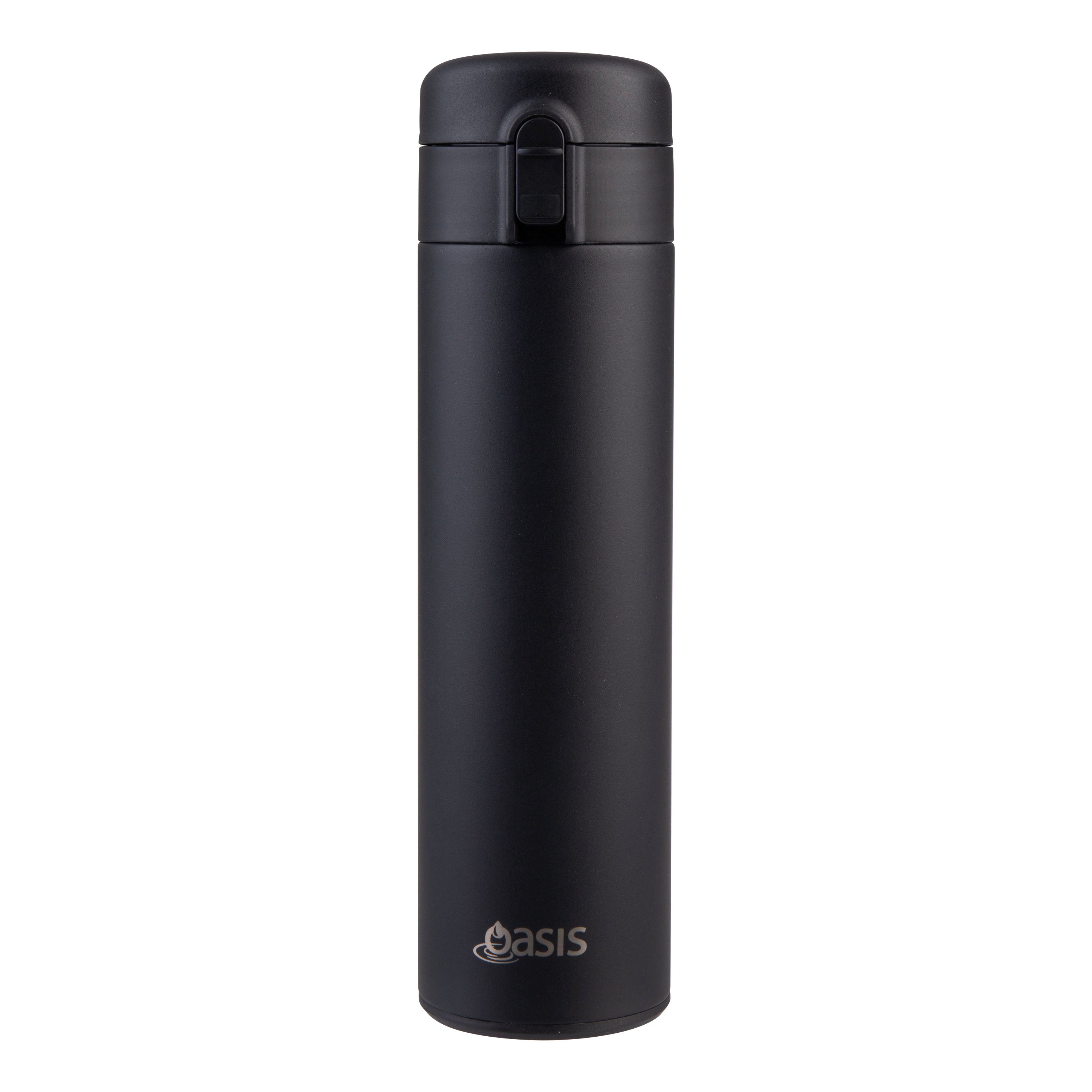 Oasis Stainless Steel Double Wall Flip-Top Flask 480ml - Black