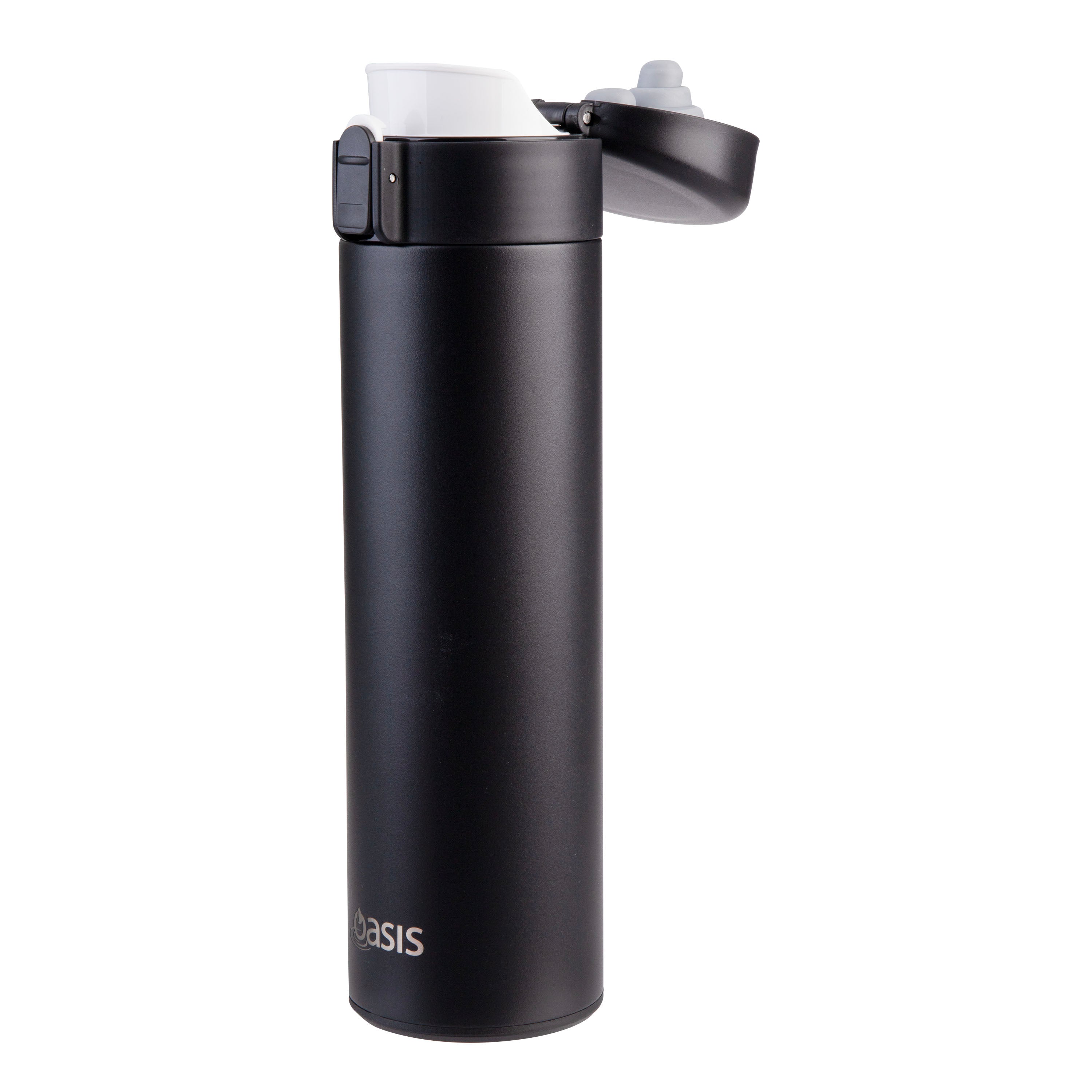 Oasis Stainless Steel Double Wall Flip-Top Flask 480ml - Black