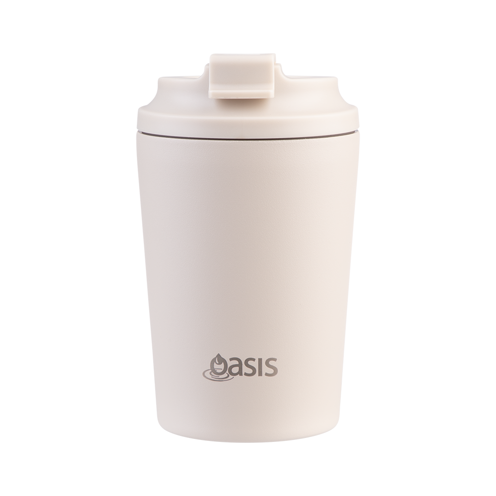 Oasis Ceramic Lined Stainless Steel Double Wall Insulated Coffee Cup 235ml - Oat