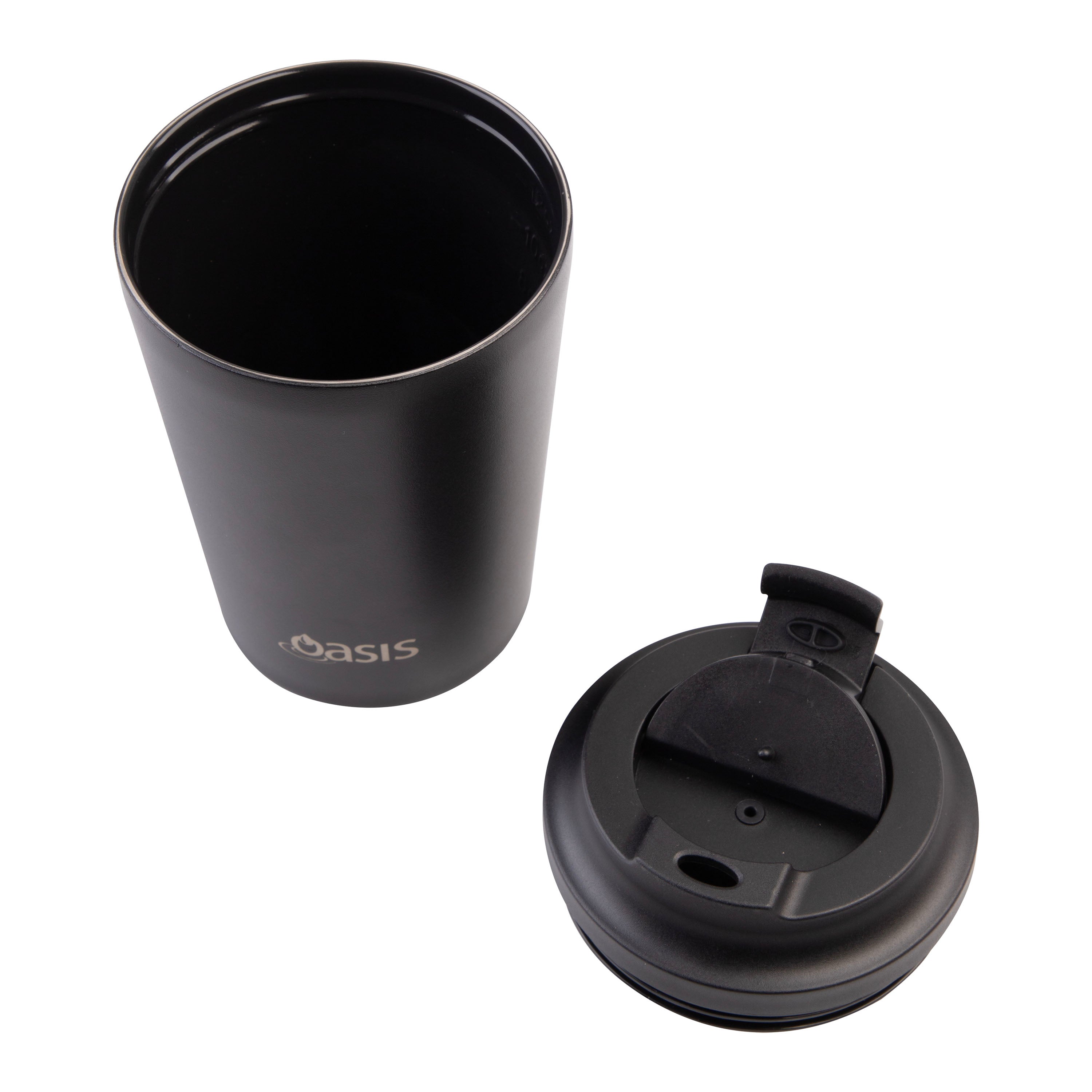 Oasis Ceramic Lined Stainless Steel Double Wall Coffee Cup 360ml - Black