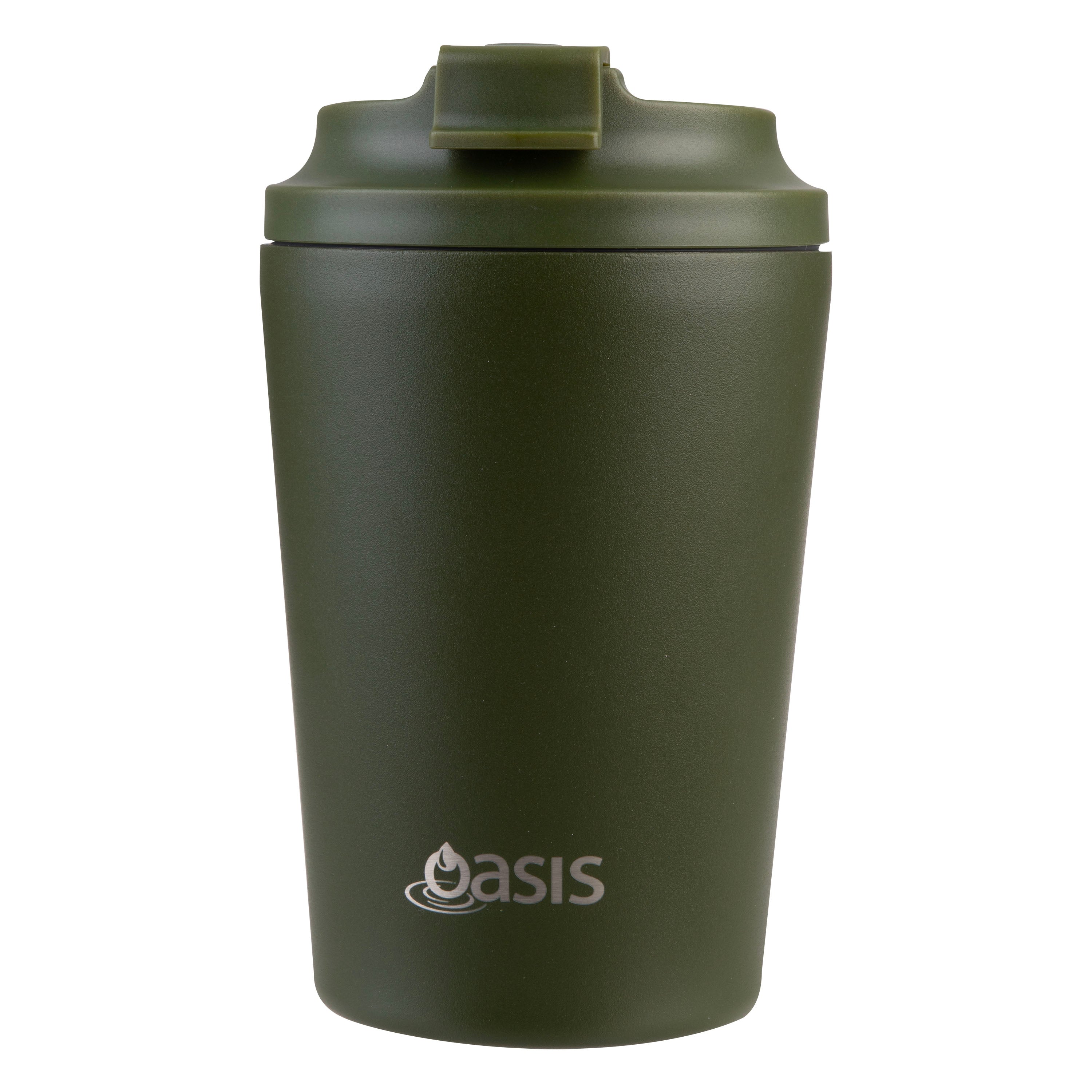 Oasis Ceramic Lined Stainless Steel Double Wall Coffee Cup 360ml - Forest Green