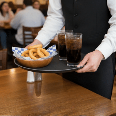 KH Classik Chef Round Non-Slip Drink Tray 350mm Black