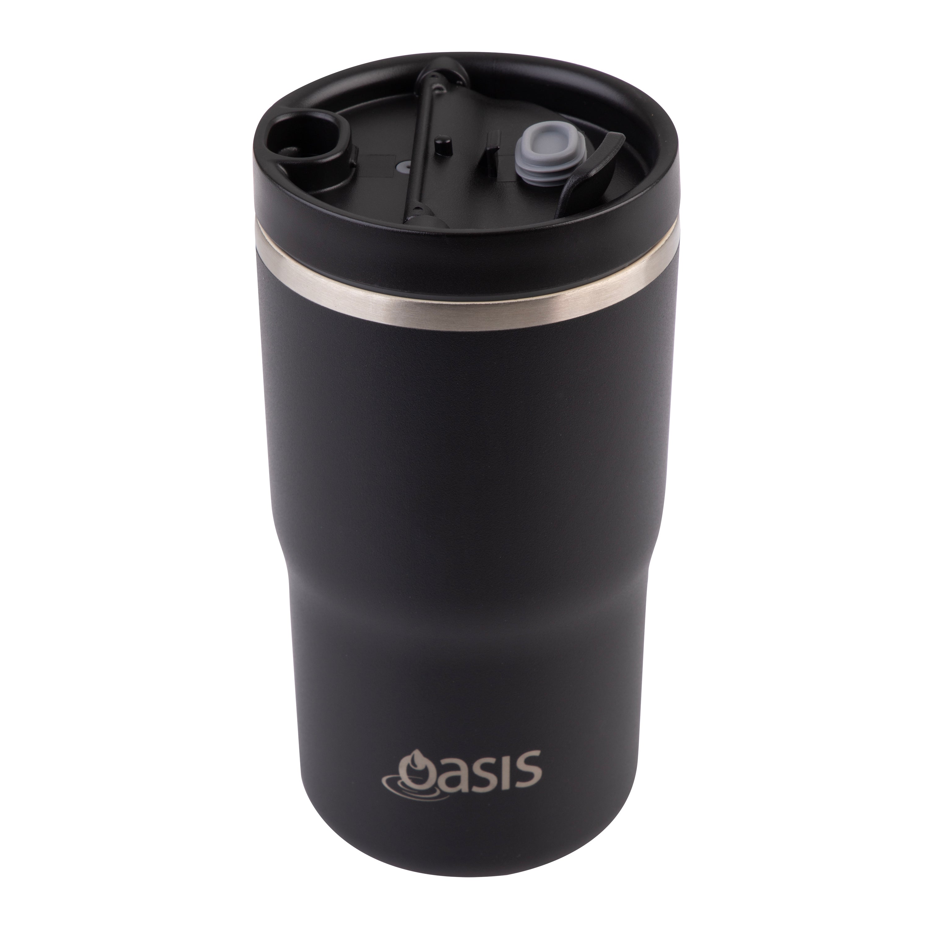 Oasis Ceramic Lined Stainless Steel Double Wall Travel Mug 480ml - Black