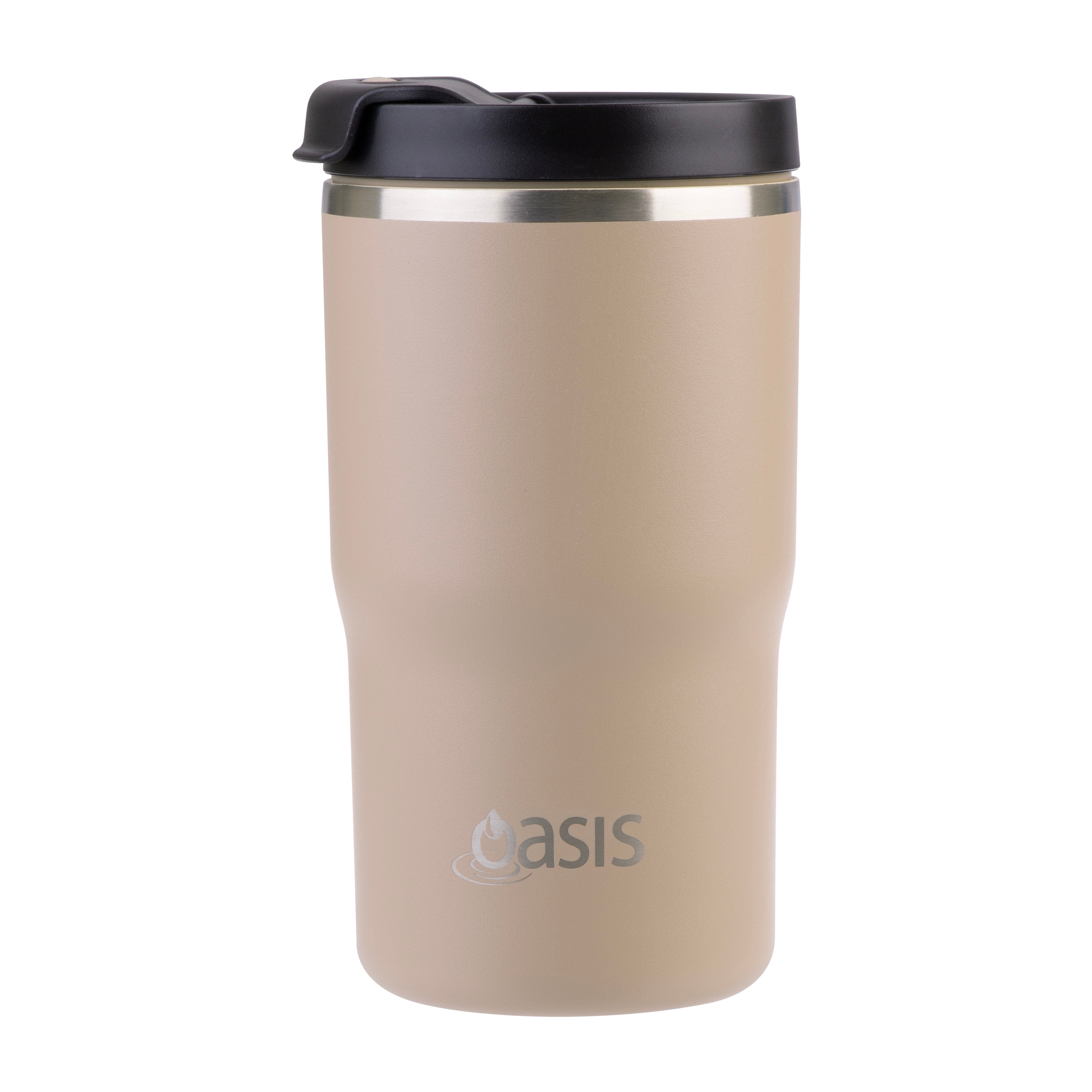 Oasis Ceramic Lined Stainless Steel Double Wall Travel Mug 480ml - Latte