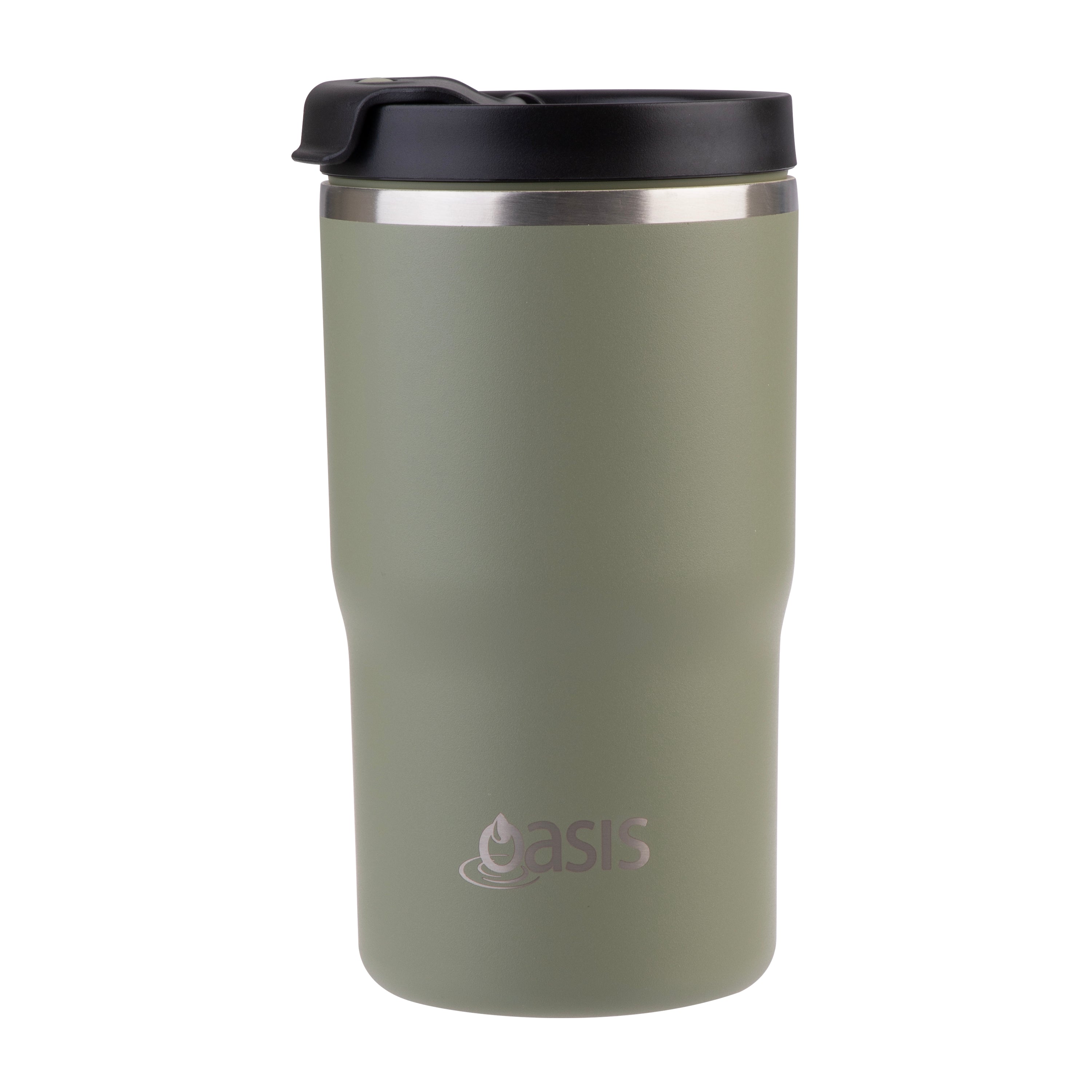 Oasis Ceramic Lined Stainless Steel Double Wall Travel Mug 480ml - Olive Green