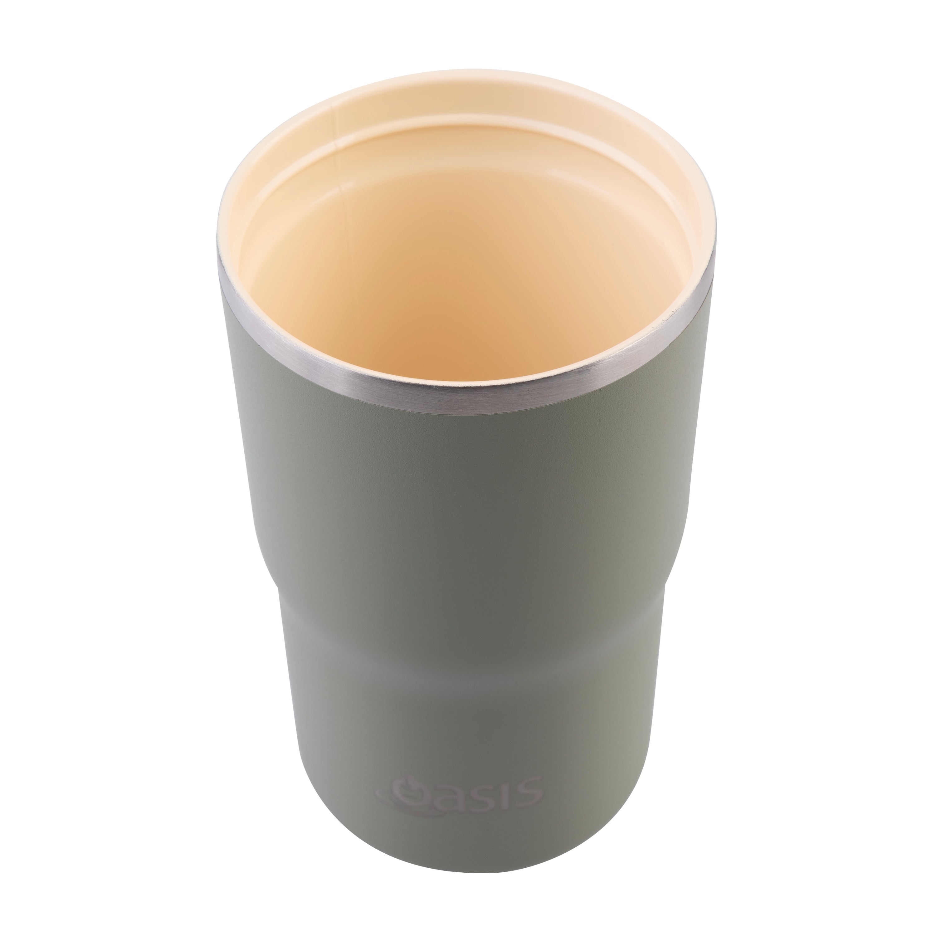 Oasis Ceramic Lined Stainless Steel Double Wall Travel Mug 480ml - Olive Green