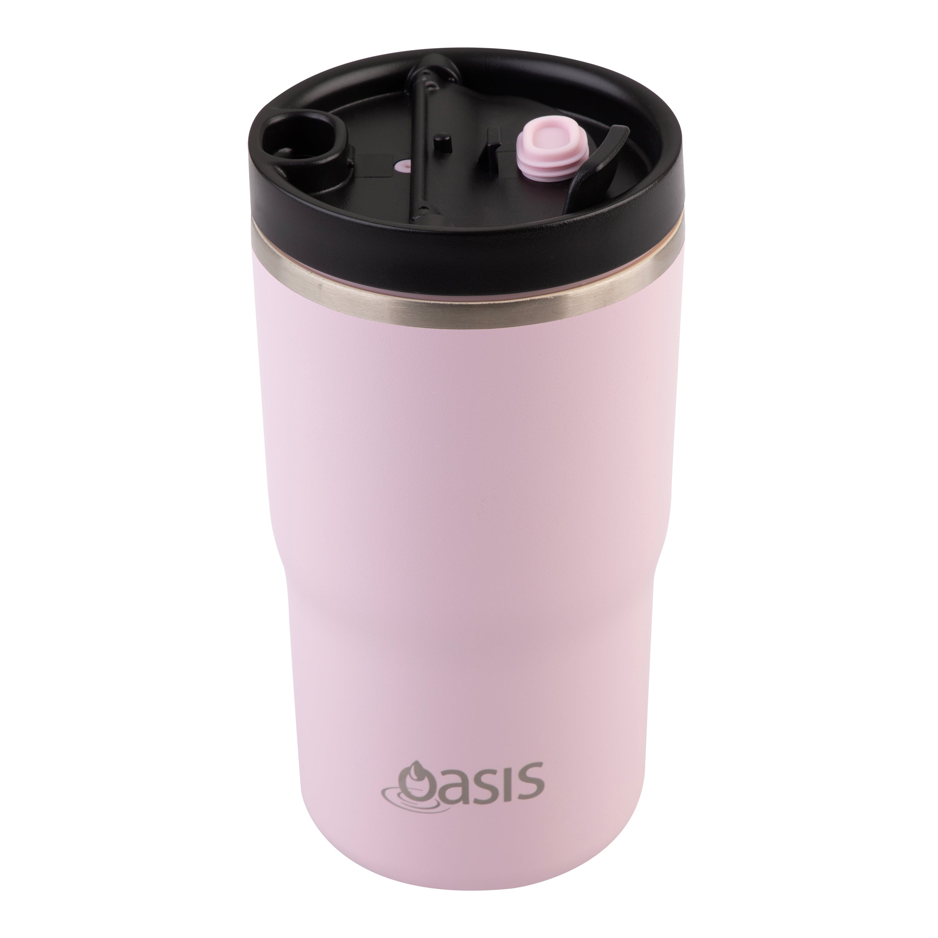 Oasis Ceramic Lined Stainless Steel Double Wall Travel Mug 480ml - Pink Lemonade