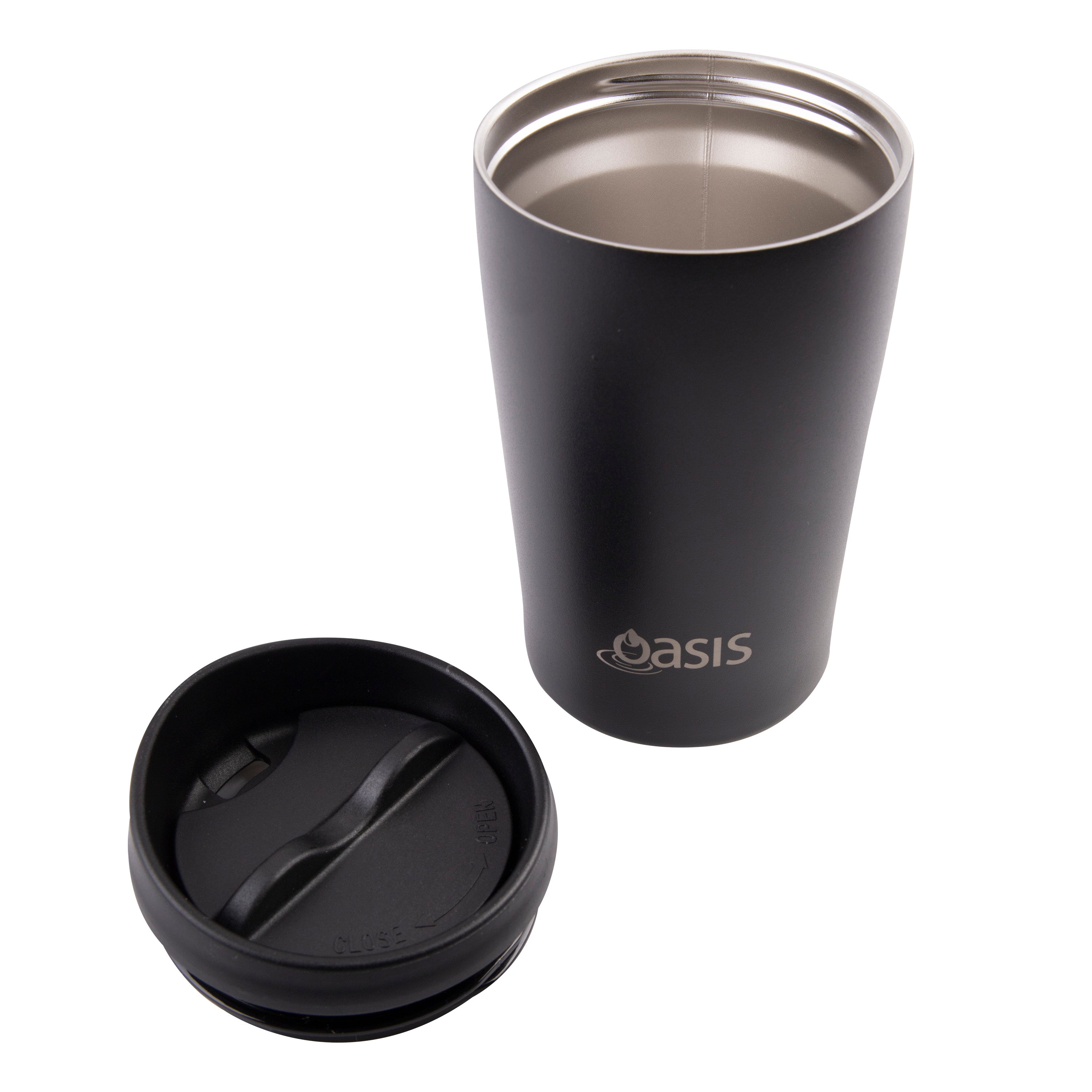 Oasis Stainless Steel Double Wall Travel Cup 380ml - Black