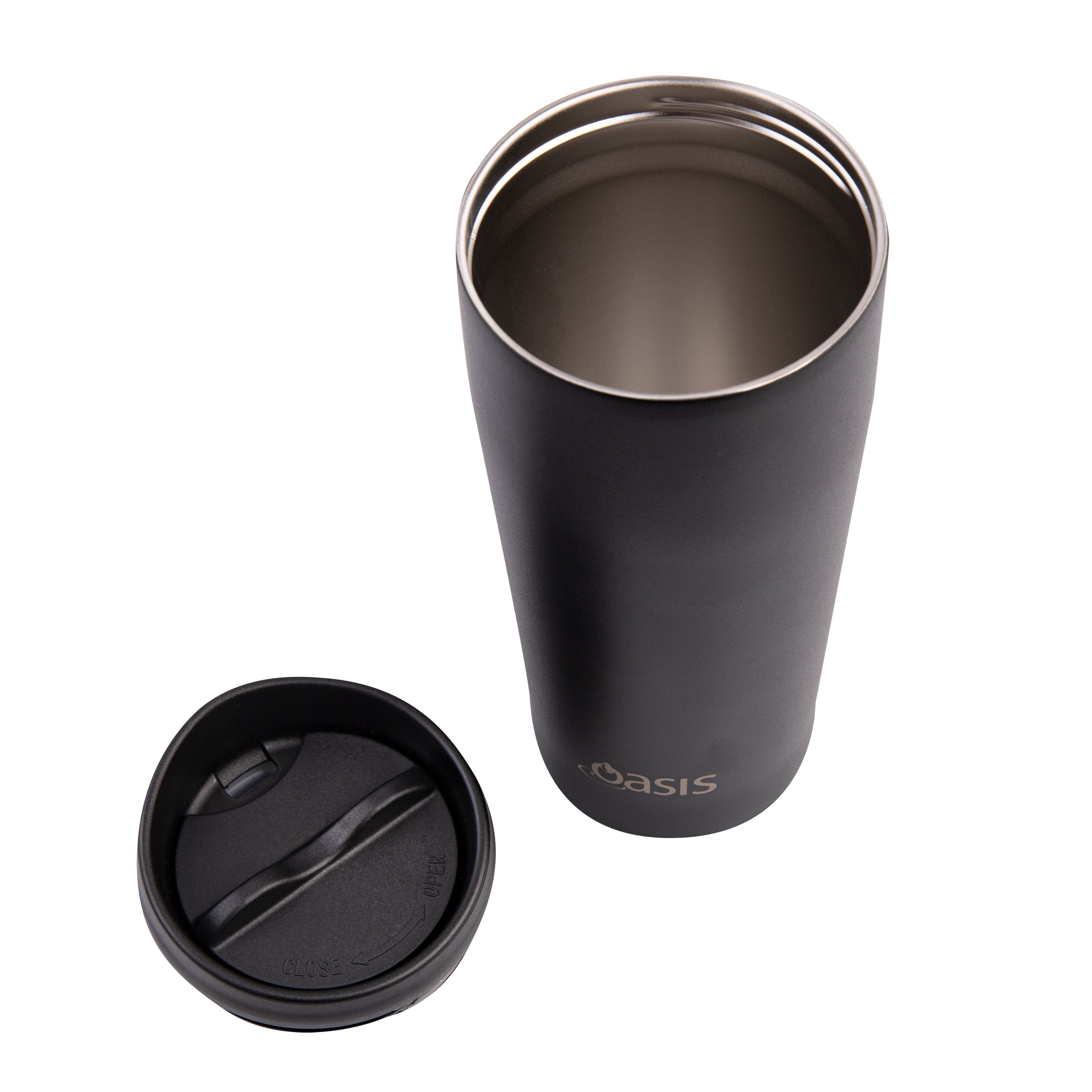 Oasis Stainless Steel Double Wall Travel Mug 600ml - Black