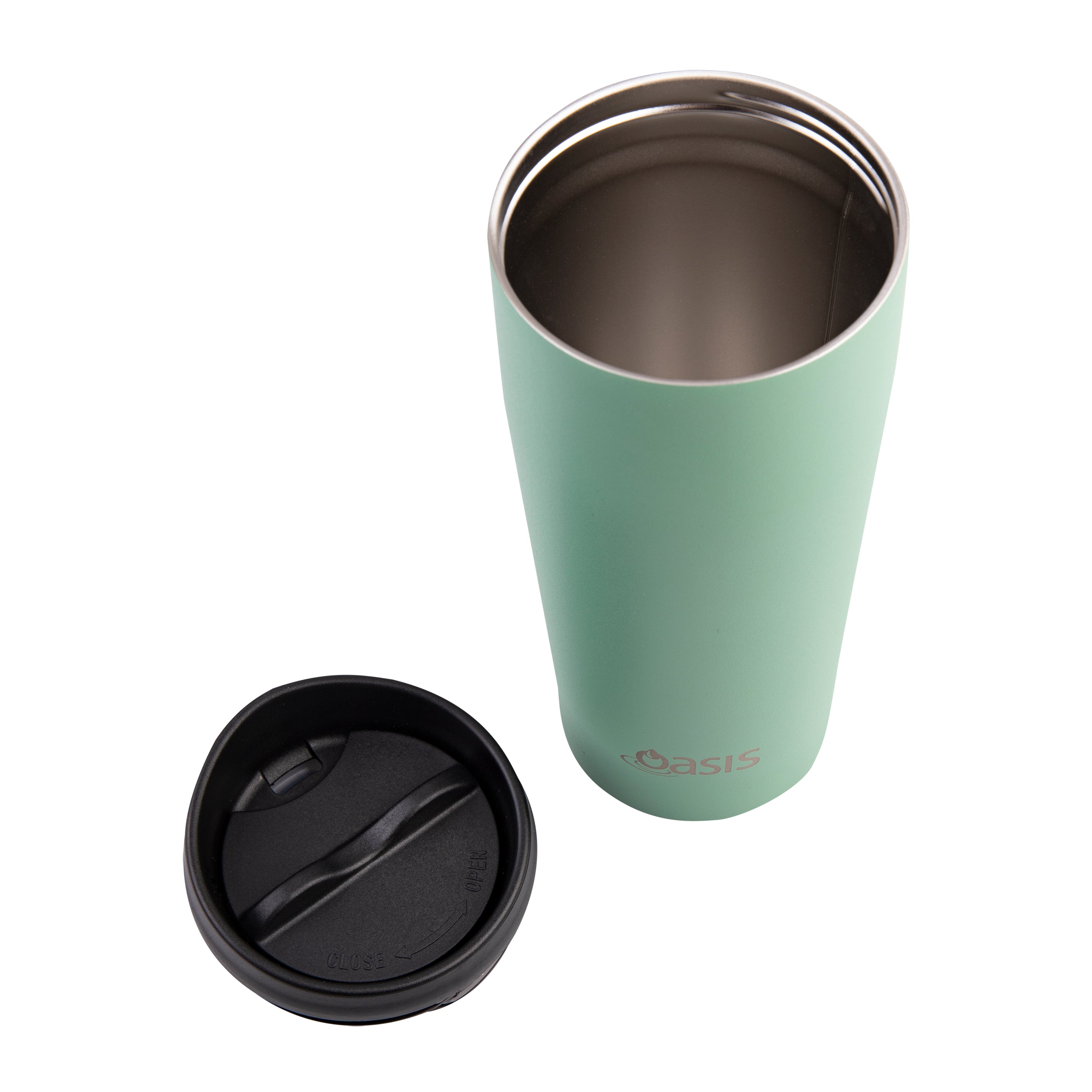 Oasis Stainless Steel Double Wall Travel Mug 600ml - Sage Green