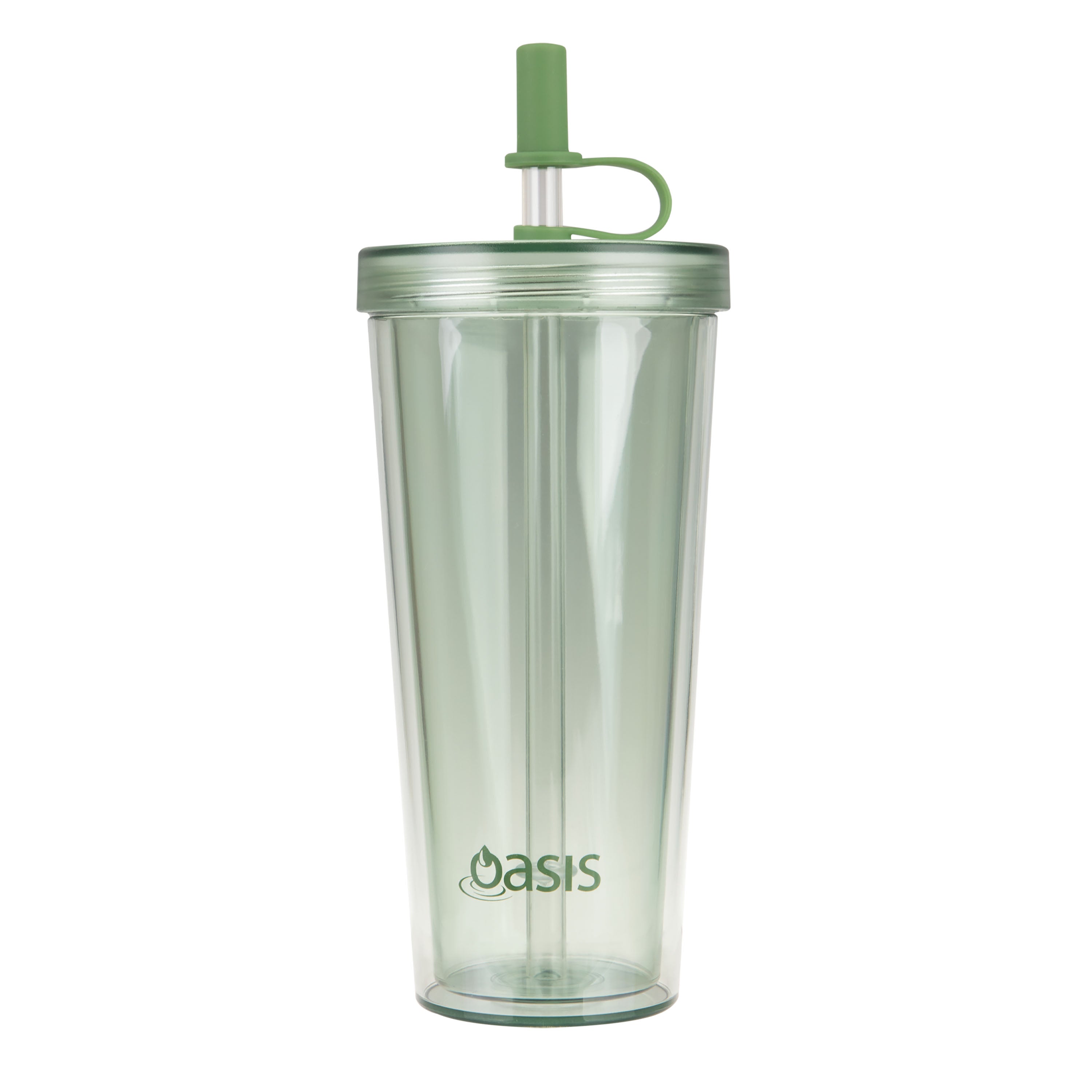 Oasis Double Wall Smoothie Tumbler with Straw 520ml - Green Apple