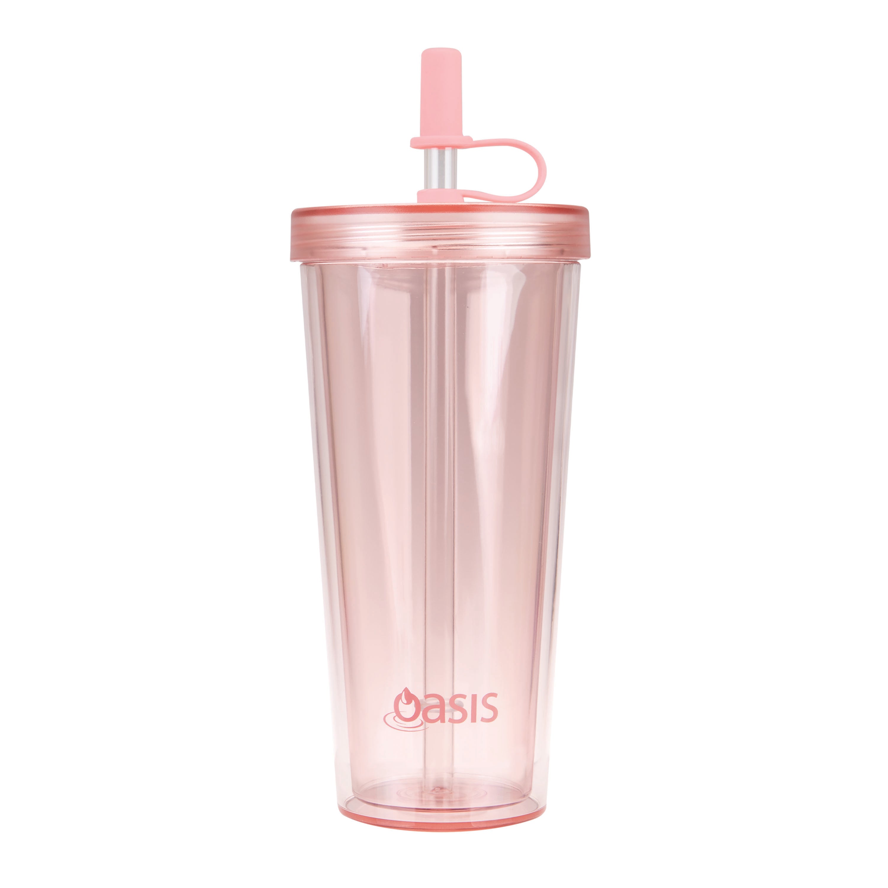 Oasis Double Wall Smoothie Tumbler with Straw 520ml - Strawberry
