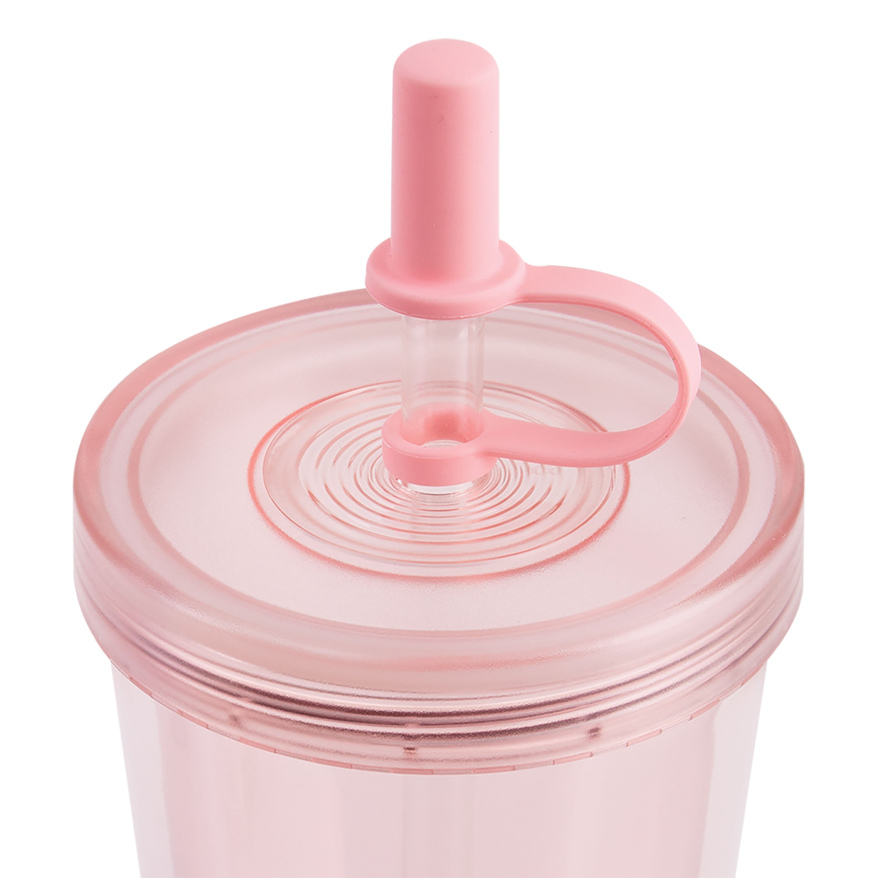 Oasis Double Wall Smoothie Tumbler with Straw 520ml - Strawberry