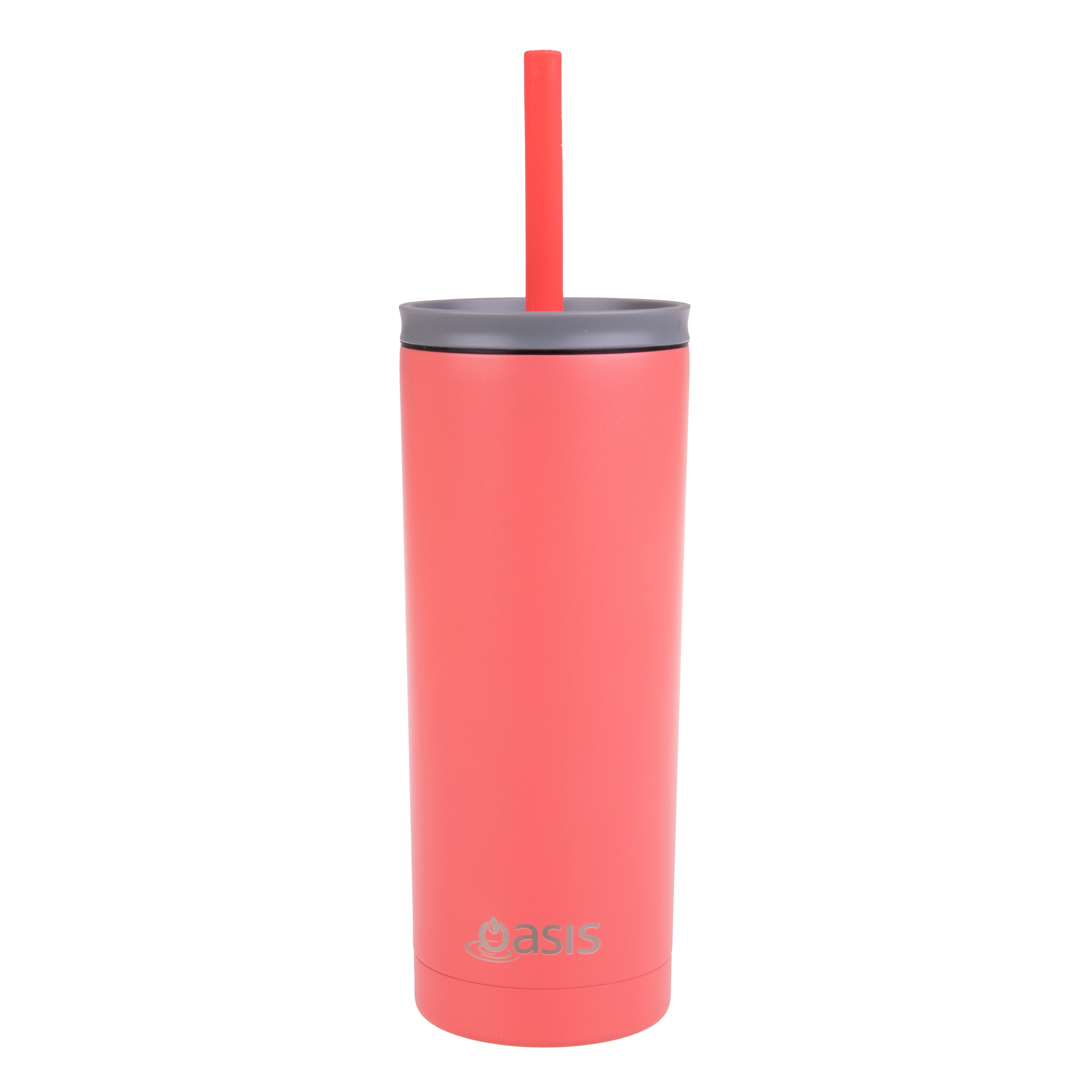 Oasis "Super Sipper" Double Wall Tumbler with Silicone Straw 600ml - Coral