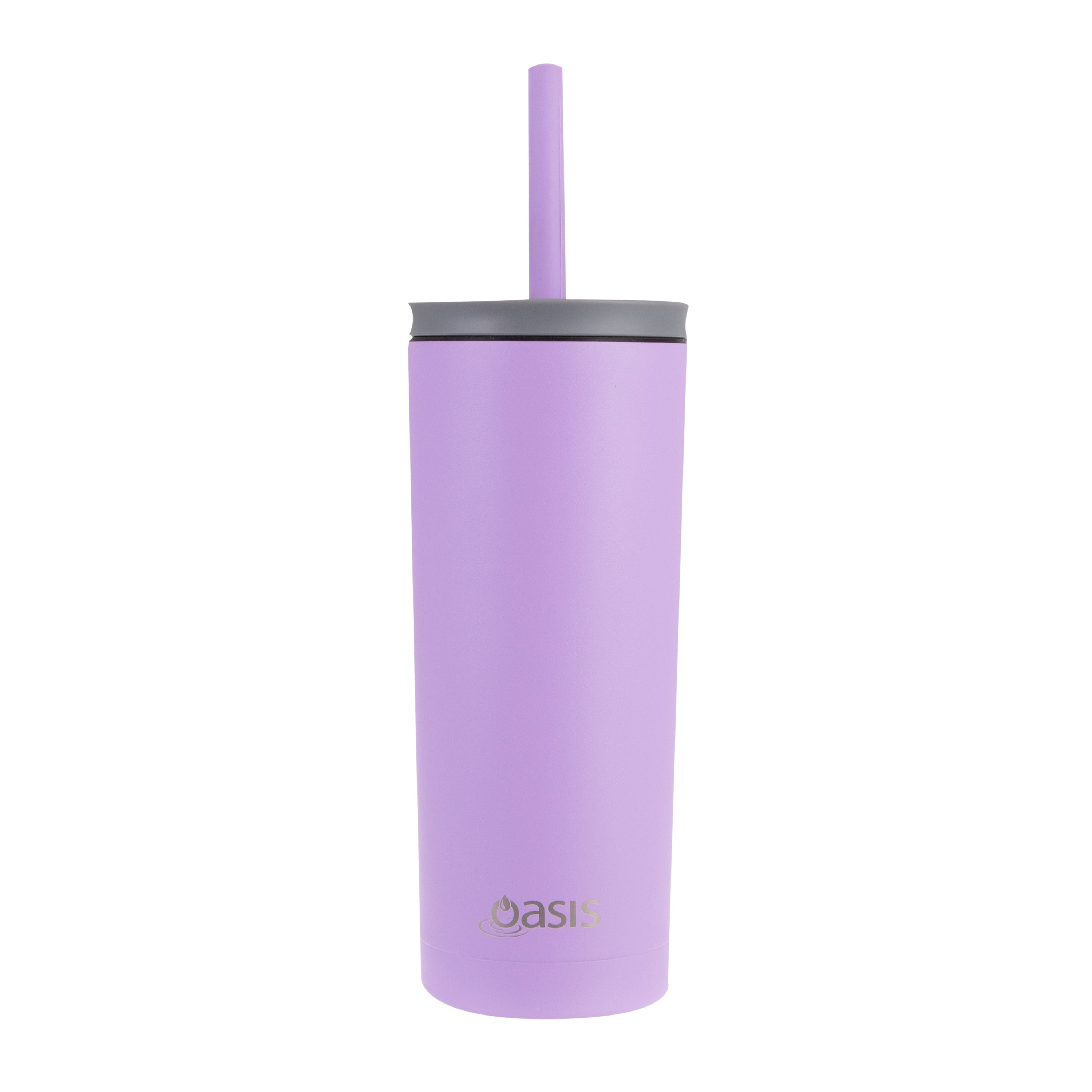 Oasis "Super Sipper" Double Wall Tumbler with Silicone Straw 600ml - Lavender