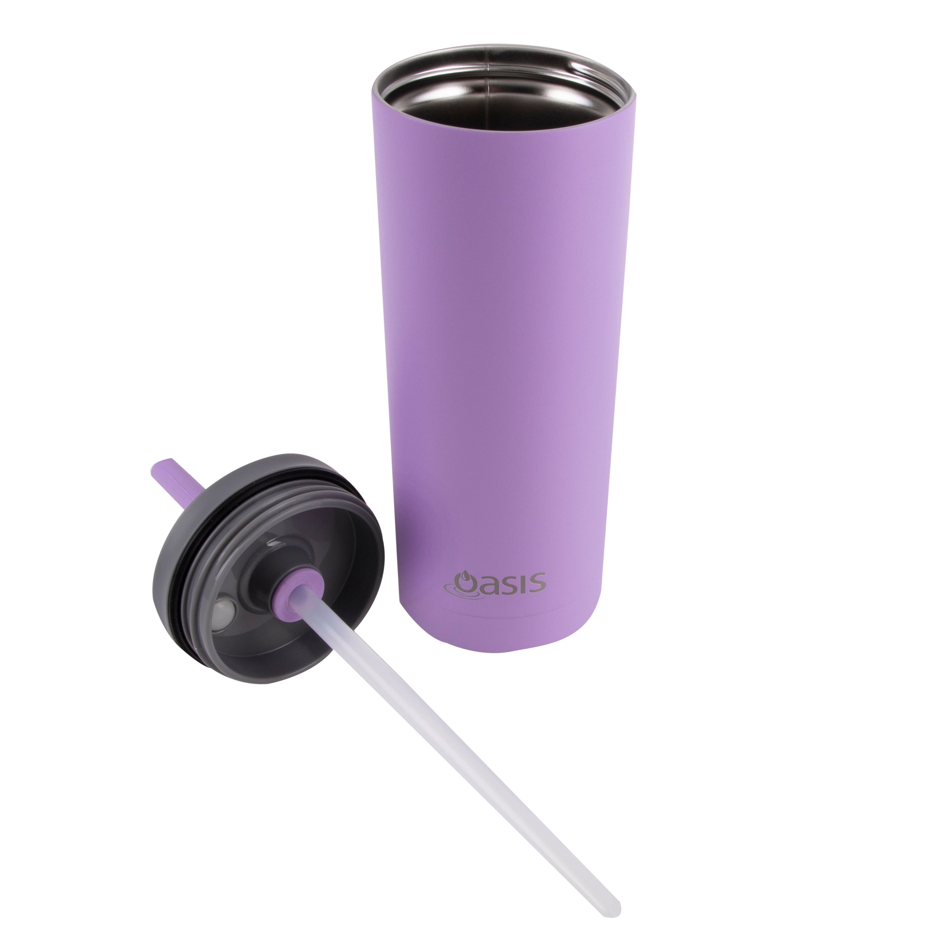 Oasis "Super Sipper" Double Wall Tumbler with Silicone Straw 600ml - Lavender