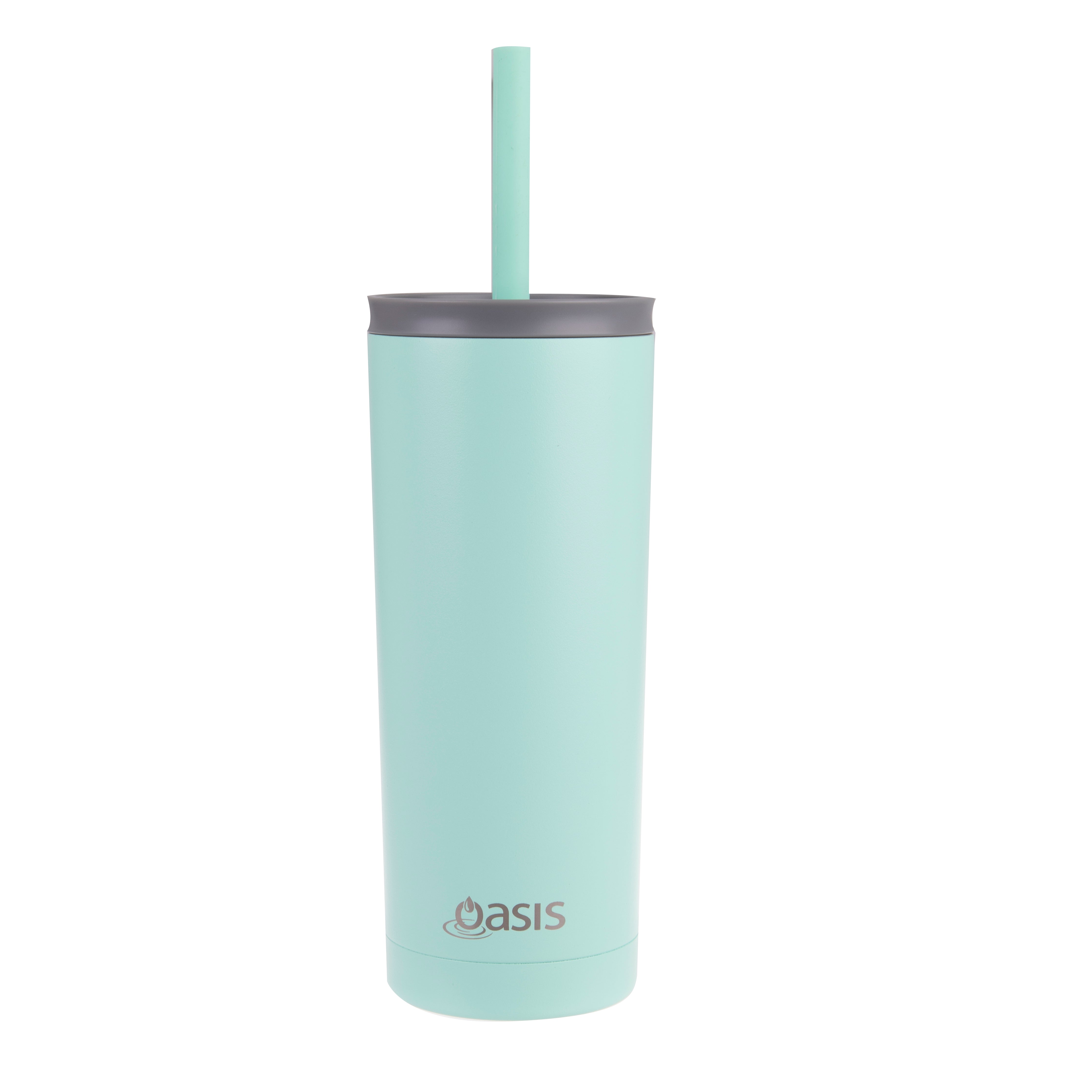 Oasis "Super Sipper" Double Wall Tumbler with Silicone Straw 600ml - Mint