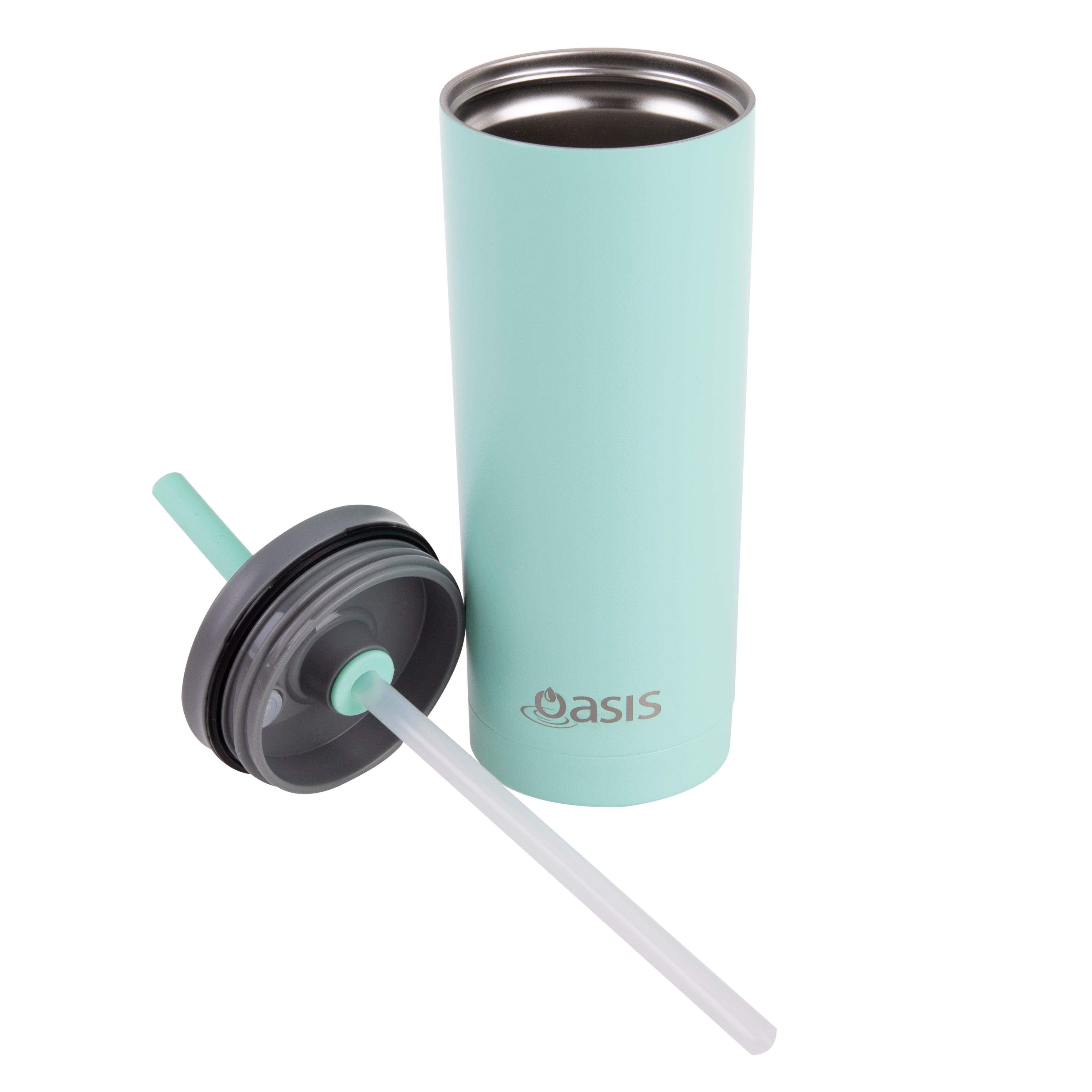 Oasis "Super Sipper" Double Wall Tumbler with Silicone Straw 600ml - Mint