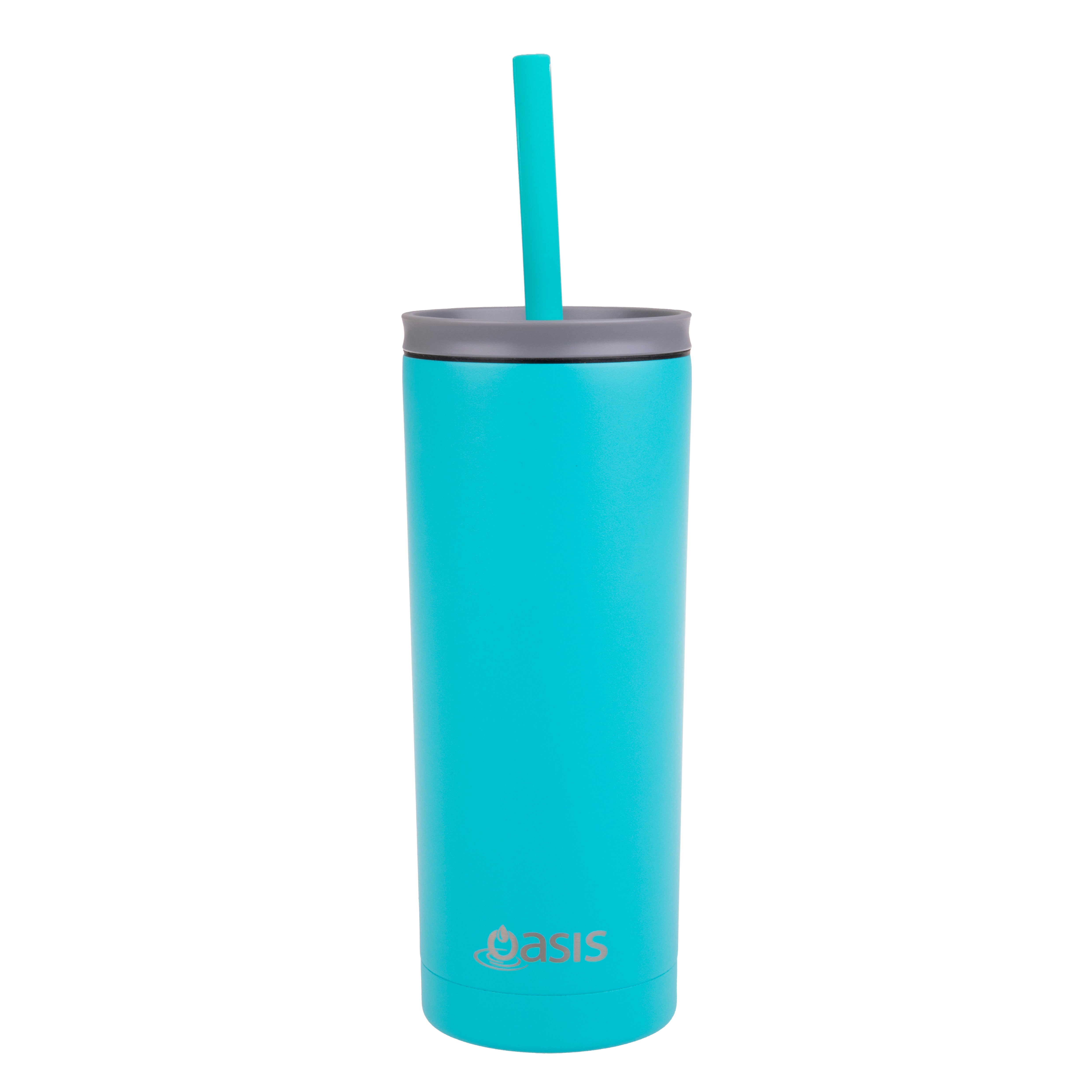 Oasis "Super Sipper" Double Wall Tumbler with Silicone Straw 600ml - Turquoise