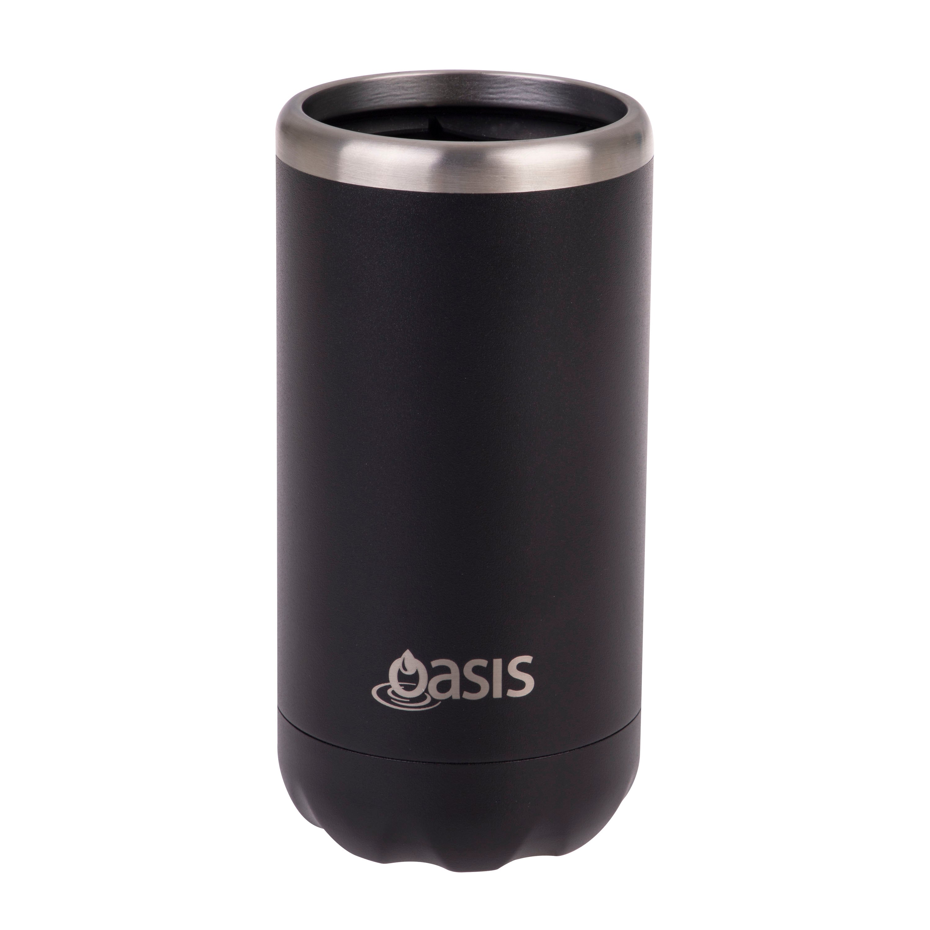 Oasis Stainless Steel Double Wall Cooler Can 330ml - Black