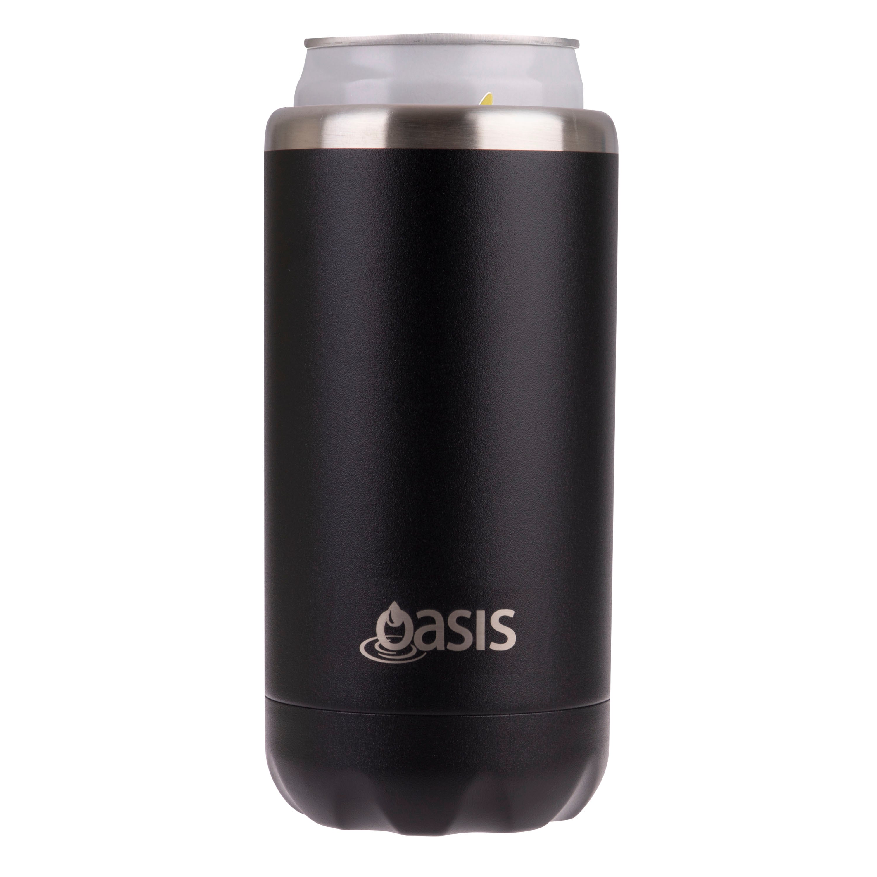 Oasis Stainless Steel Double Wall Cooler Can 330ml - Black
