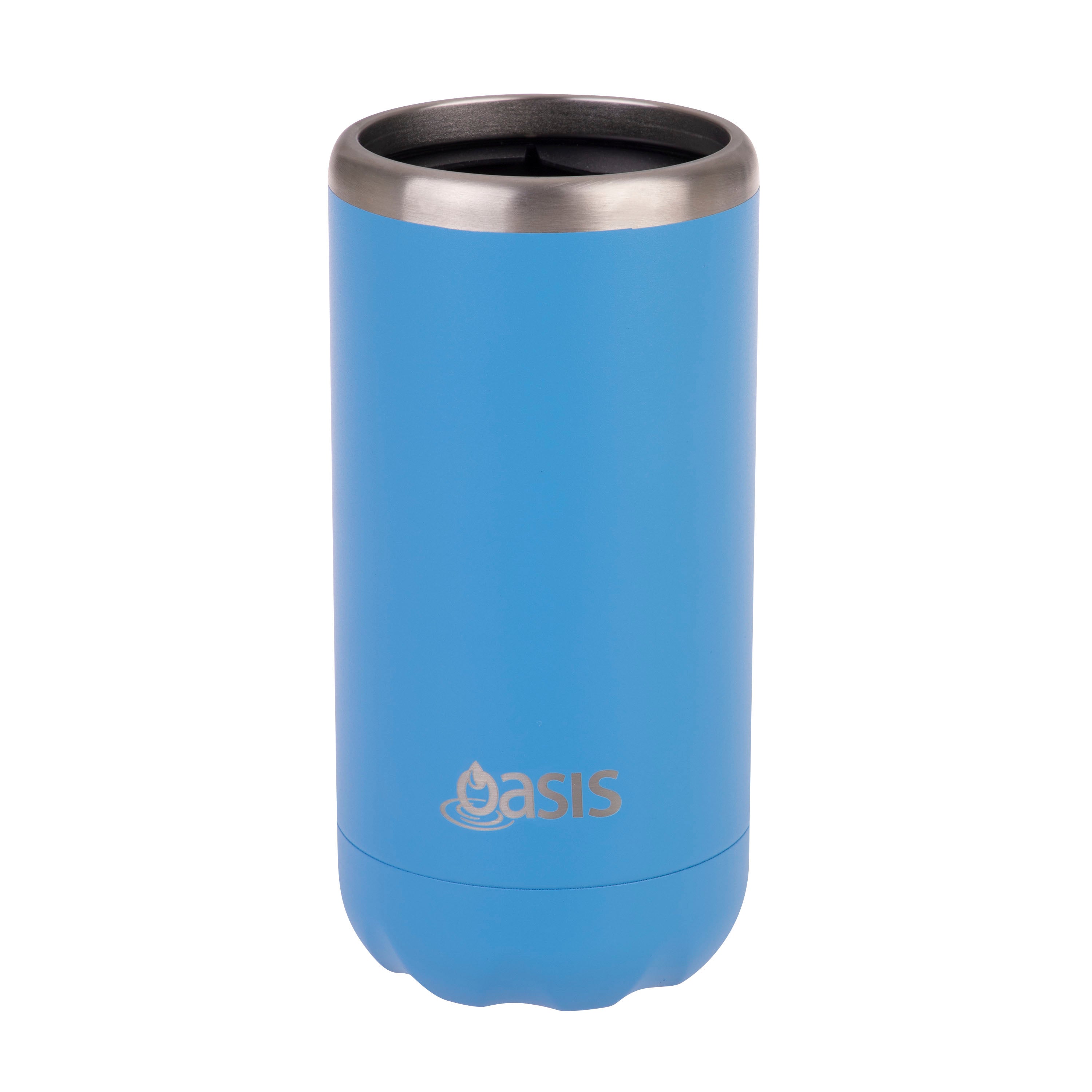 Oasis Stainless Steel Double Wall Cooler Can 330ml - Calypso Blue