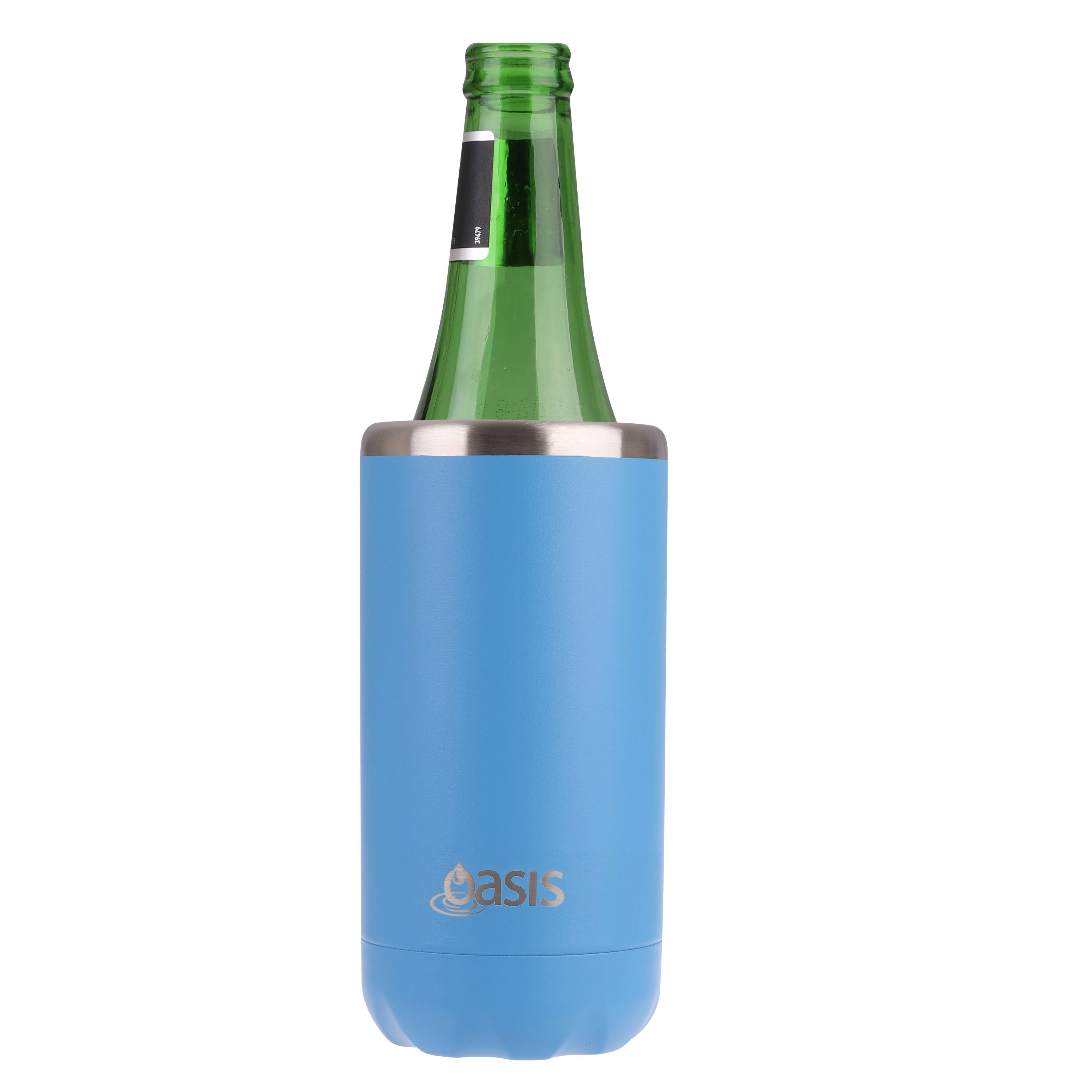 Oasis Stainless Steel Double Wall Cooler Can 330ml - Calypso Blue