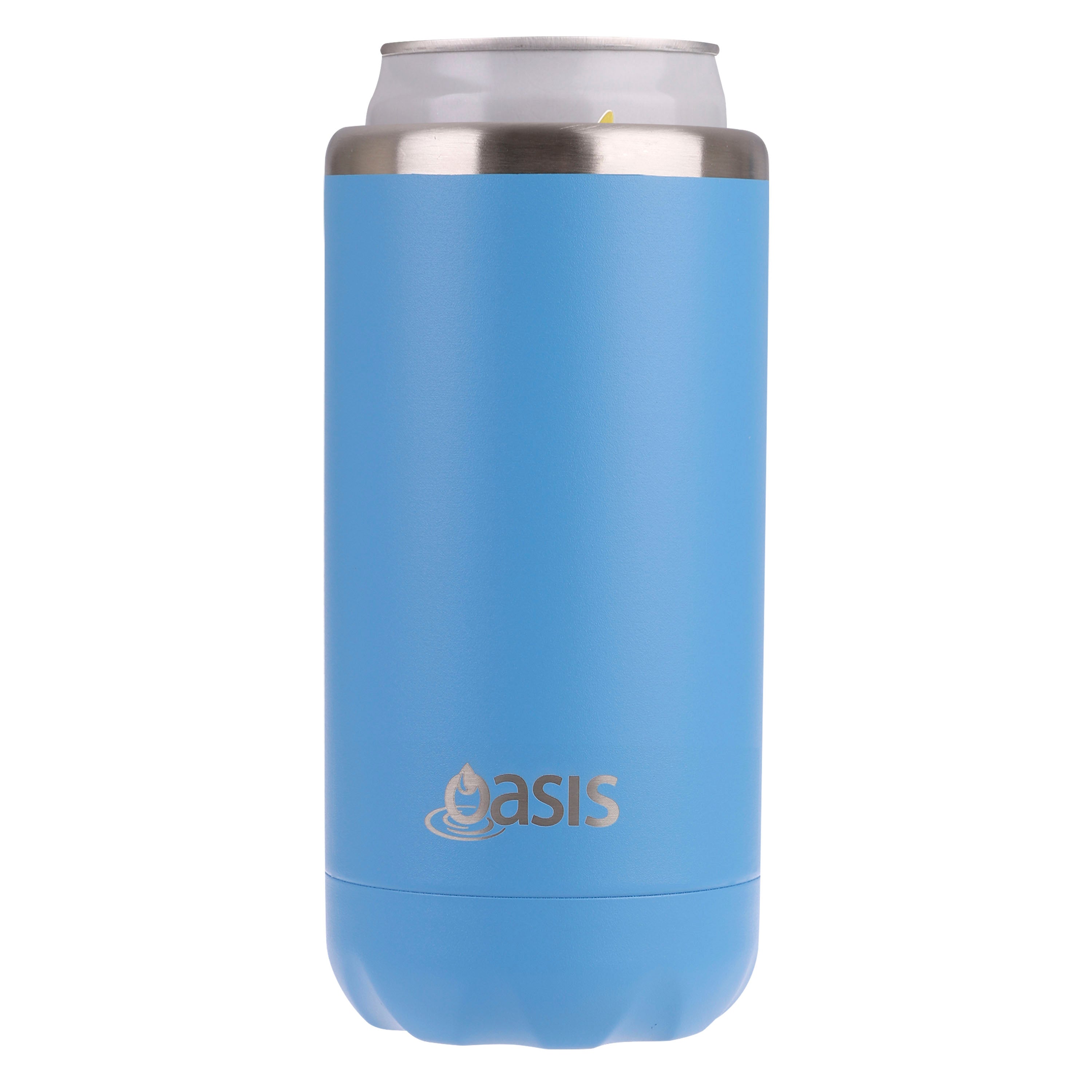 Oasis Stainless Steel Double Wall Cooler Can 330ml - Calypso Blue