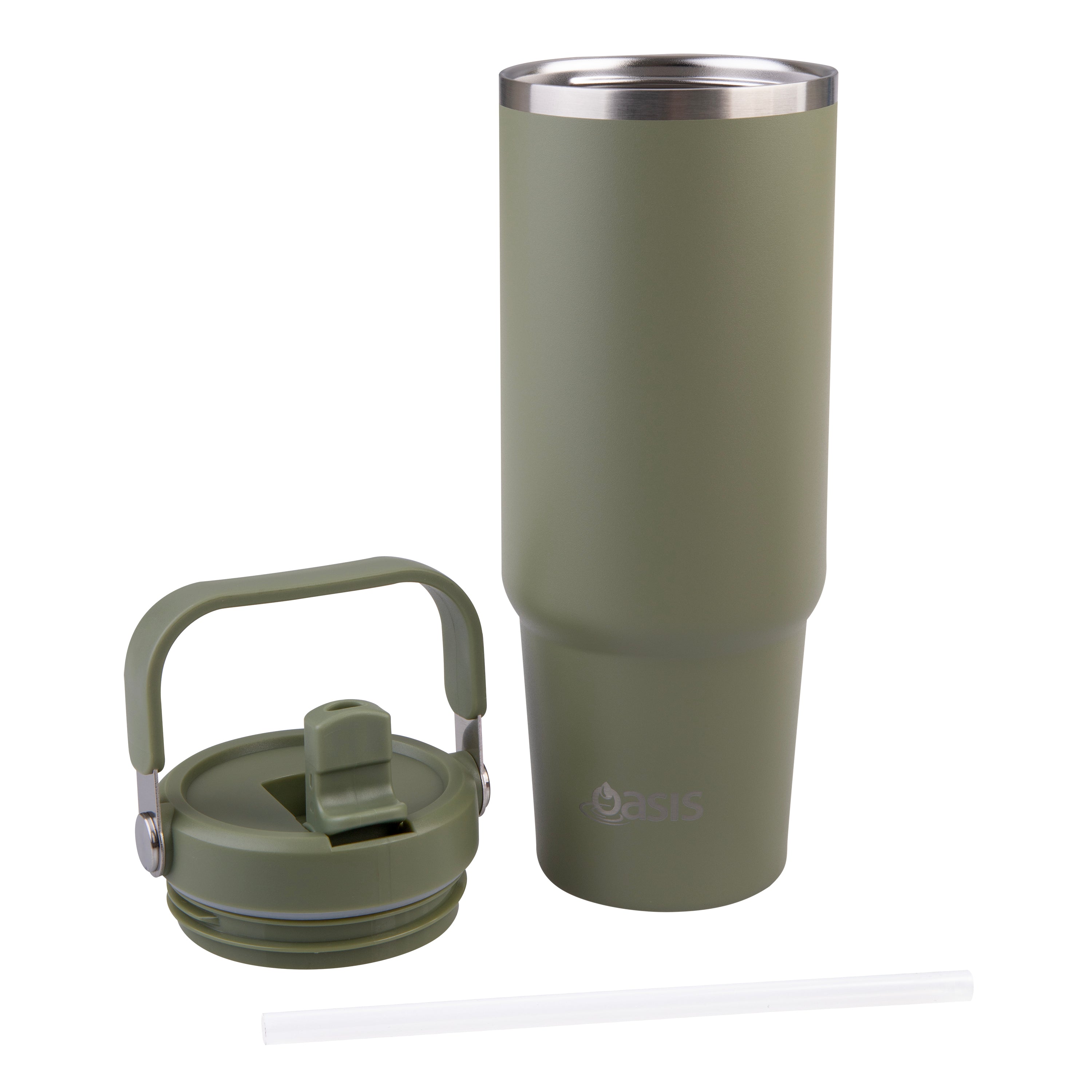 Oasis Stainless Steel Double Wall Carry Tumbler 900ml - Olive Green