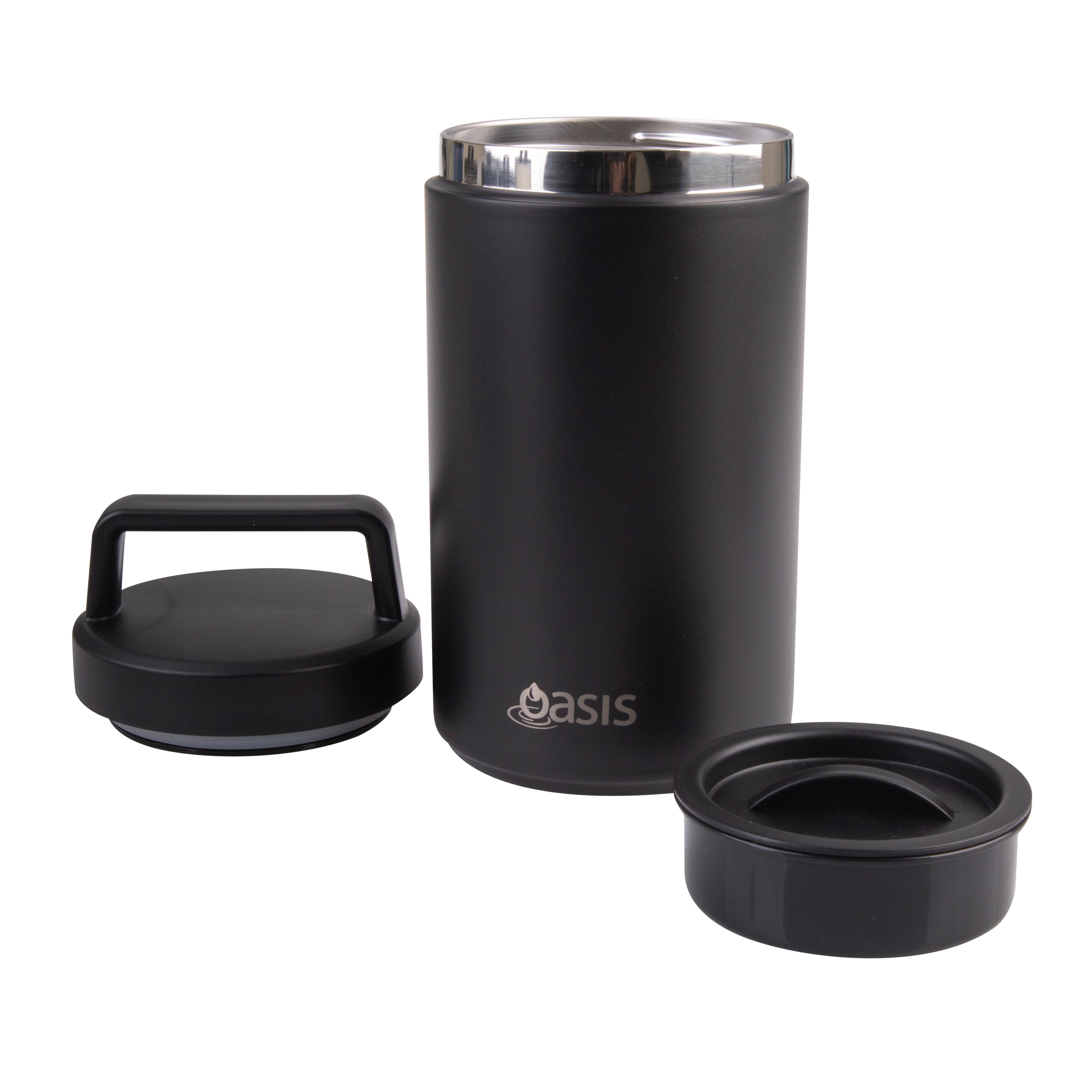 Oasis Double Wall Insulated Food Flask W/ Handle 700ml - Black