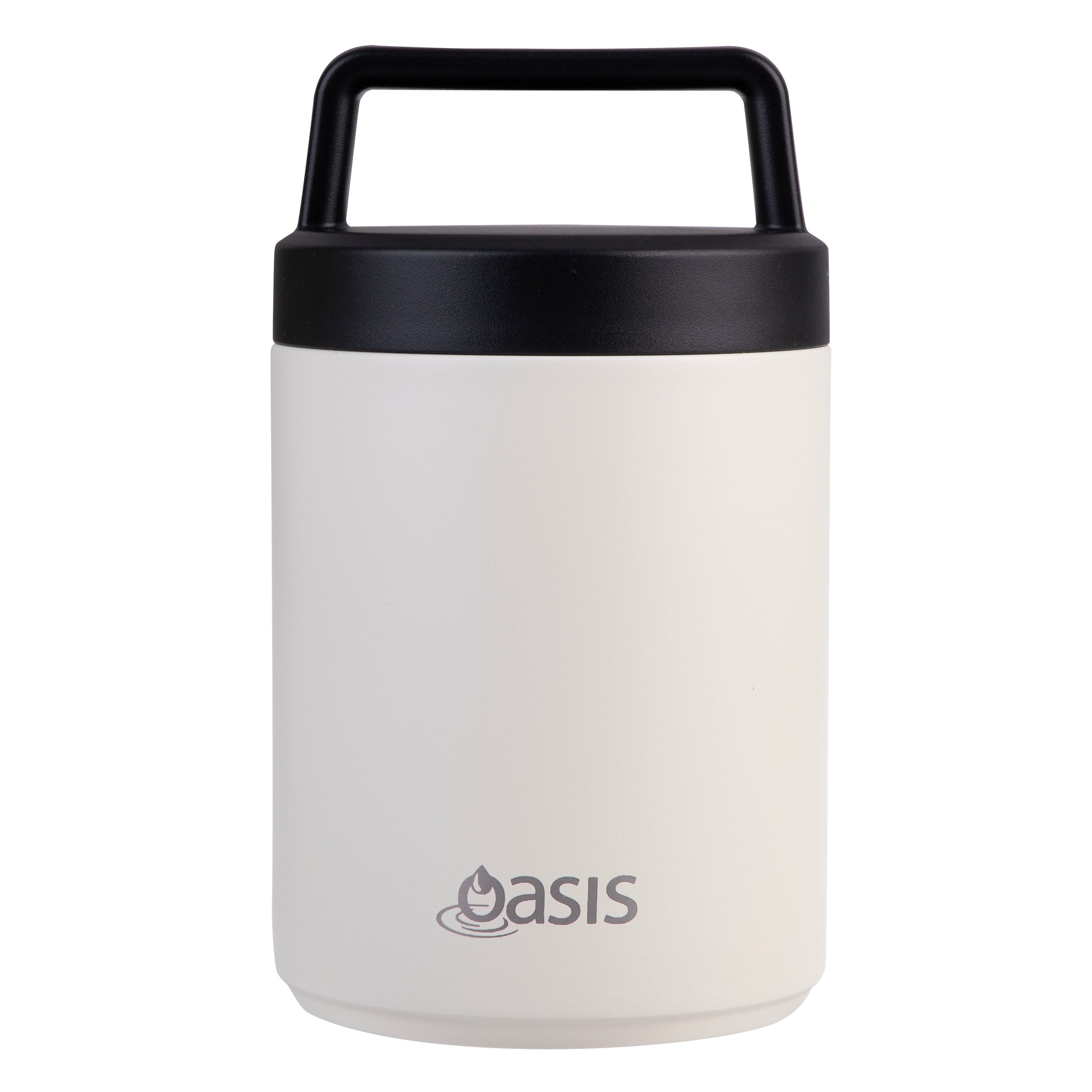 Oasis Stainless Steel Double Wall Food Flask with Handle & Spoon 480ml - Alabaster