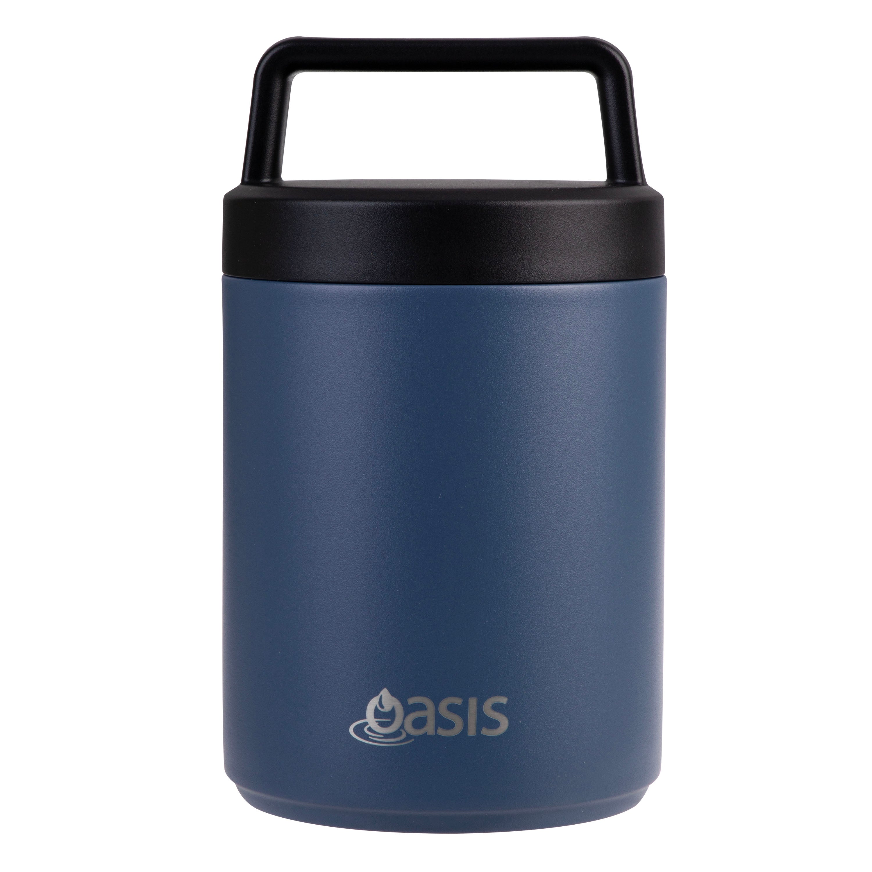 Oasis Stainless Steel Double Wall Food Flask with Handle & Spoon 480ml - Indigo