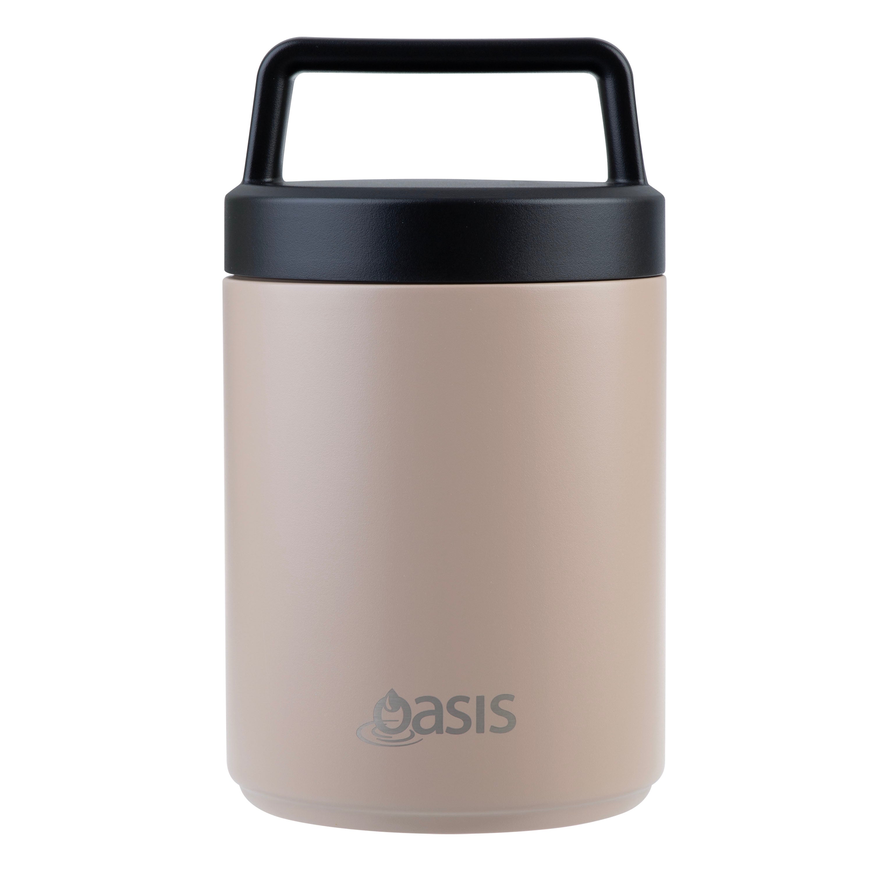 Oasis Stainless Steel Double Wall Food Flask with Handle & Spoon 480ml - Latte