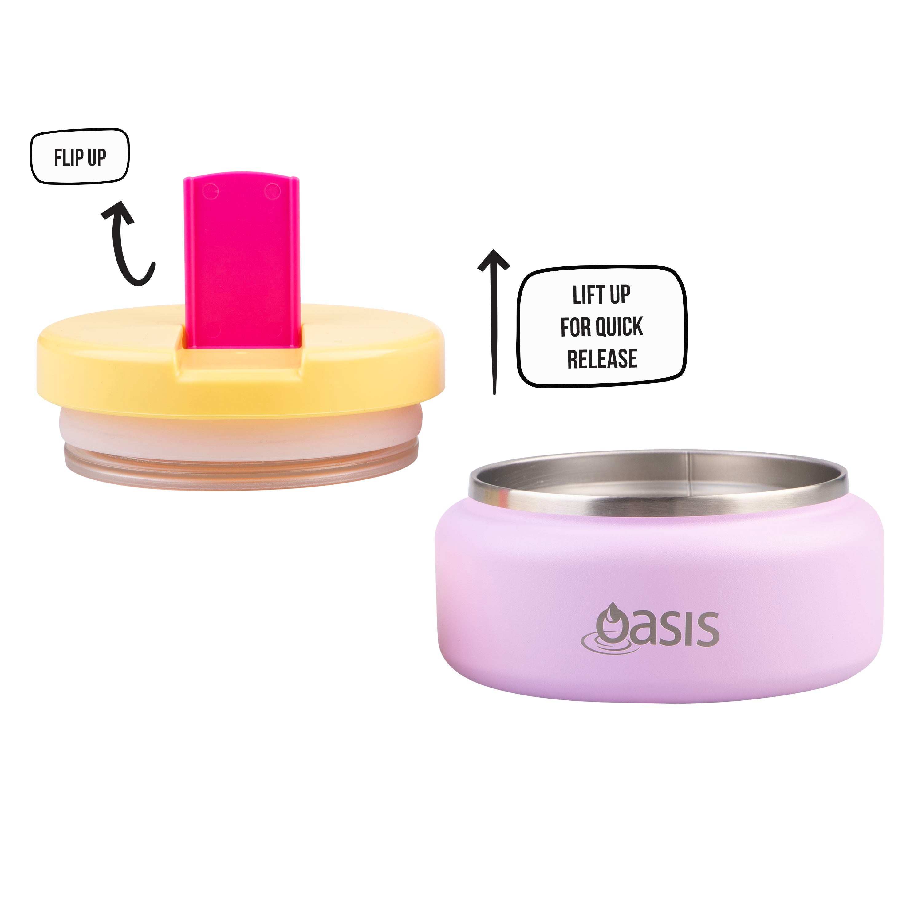 Oasis Double Wall Food Flask with Quick Release Lid 230ml - Bubblegum Pink