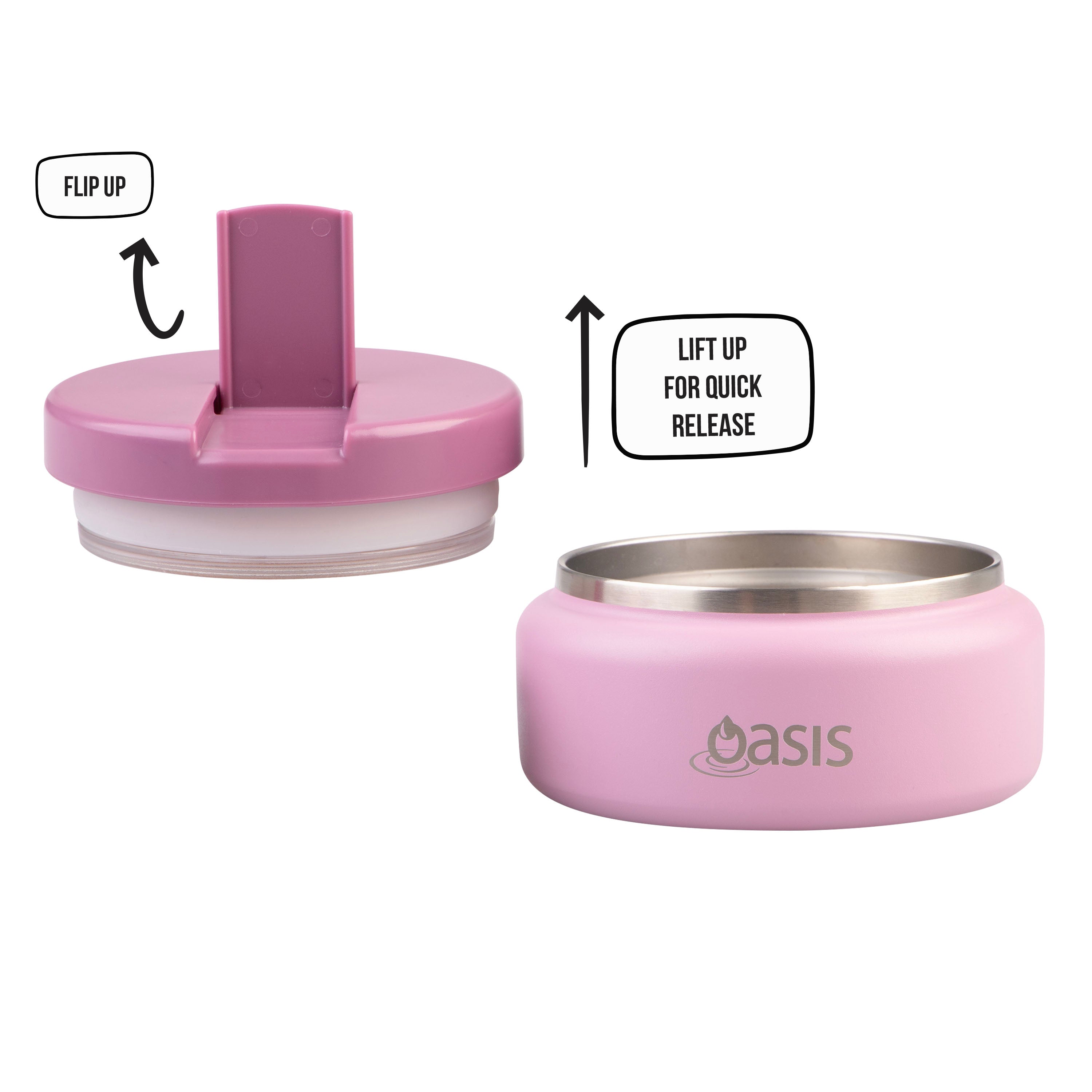 Oasis Double Wall Food Flask with Quick Release Lid 230ml - Blush