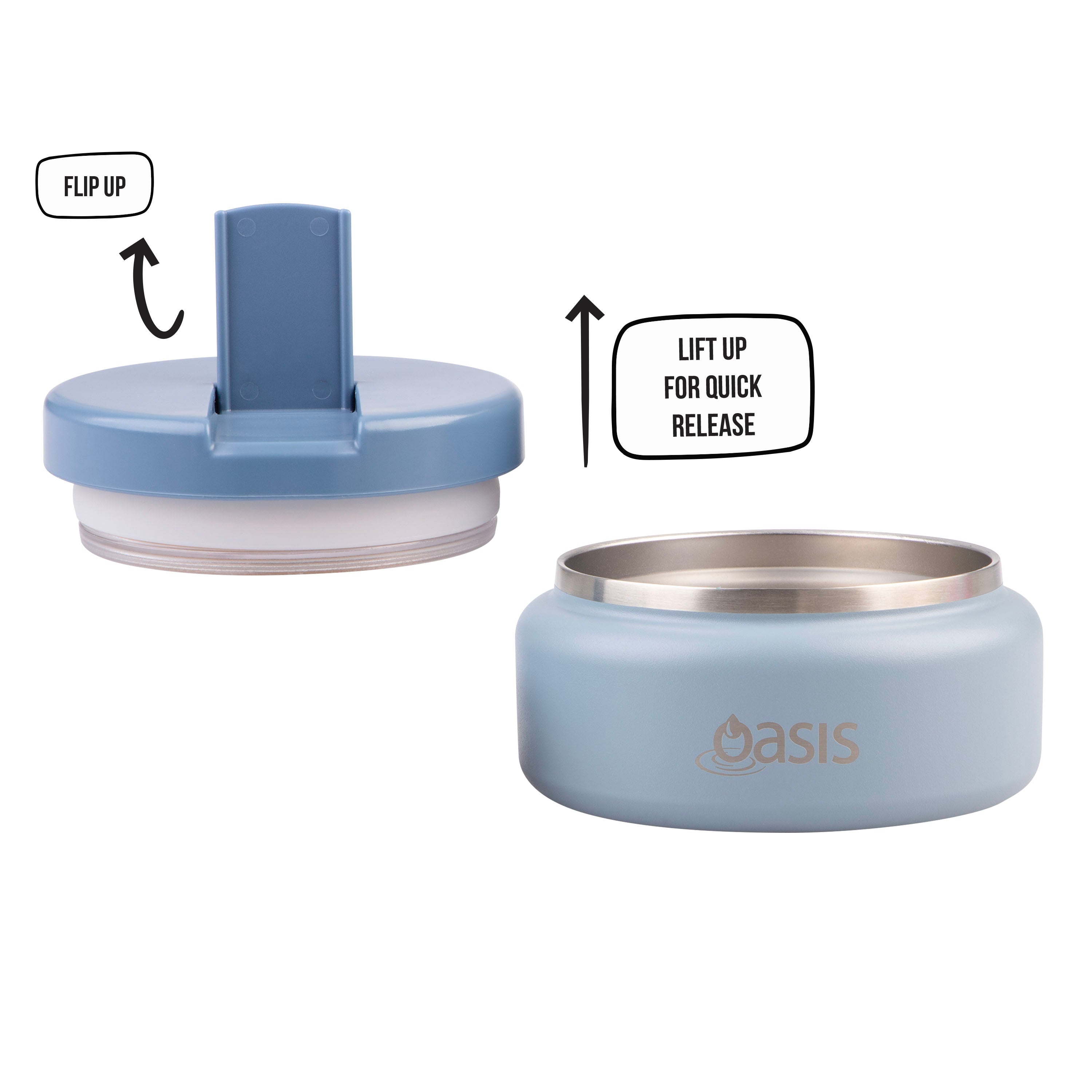 Oasis Double Wall Food Flask with Quick Release Lid 230ml - Hazy Blue
