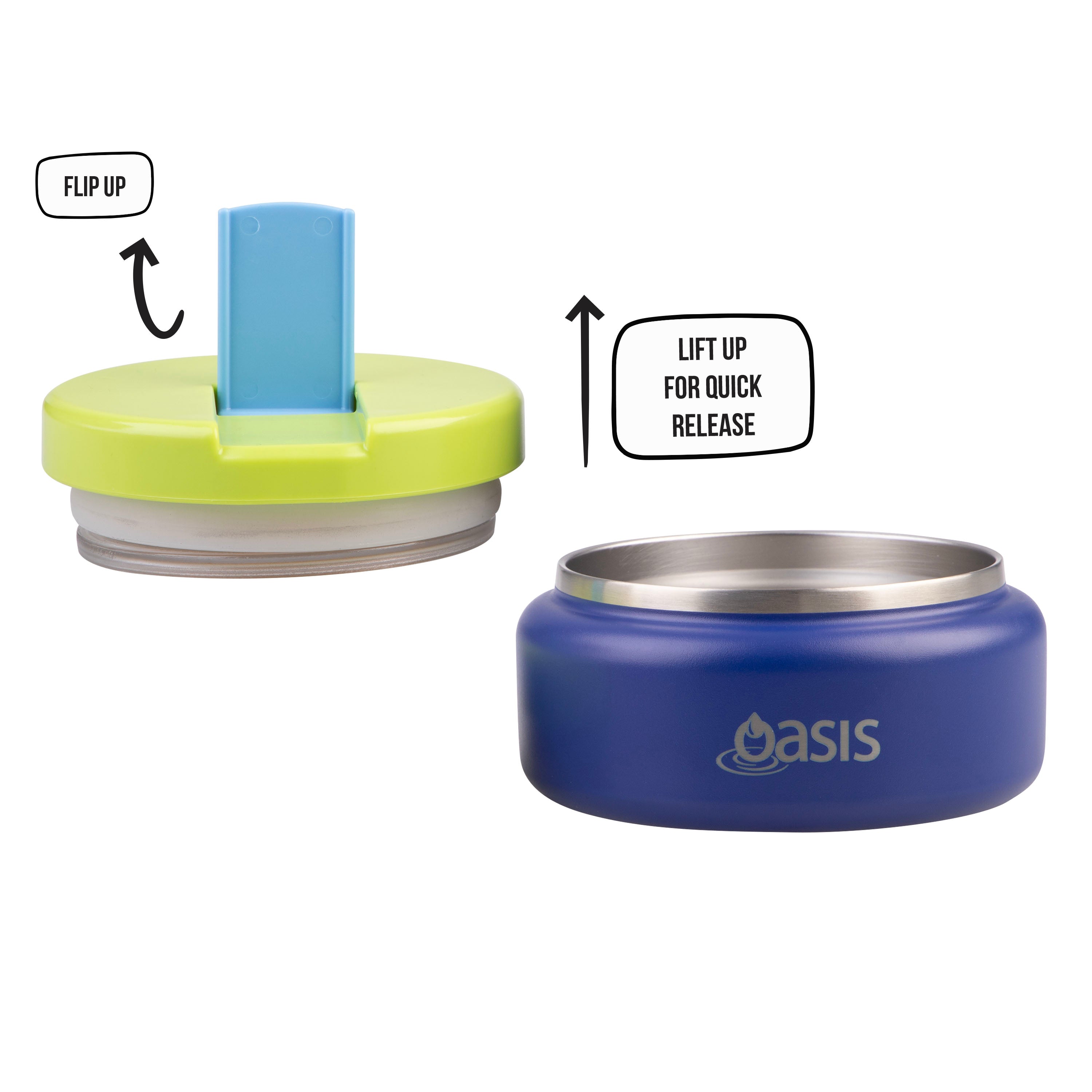 Oasis Double Wall Food Flask with Quick Release Lid 230ml - Peacock Blue