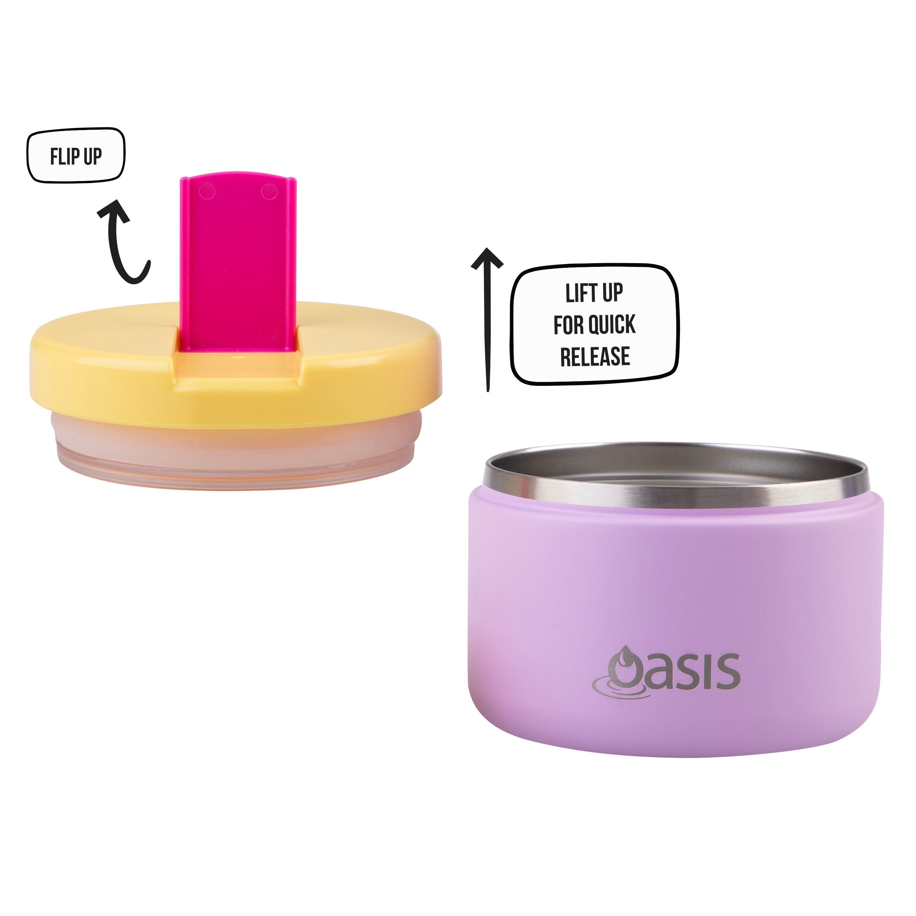 Oasis Double Wall Food Flask with Quick Release Lid 300ml - Bubblegum Pink