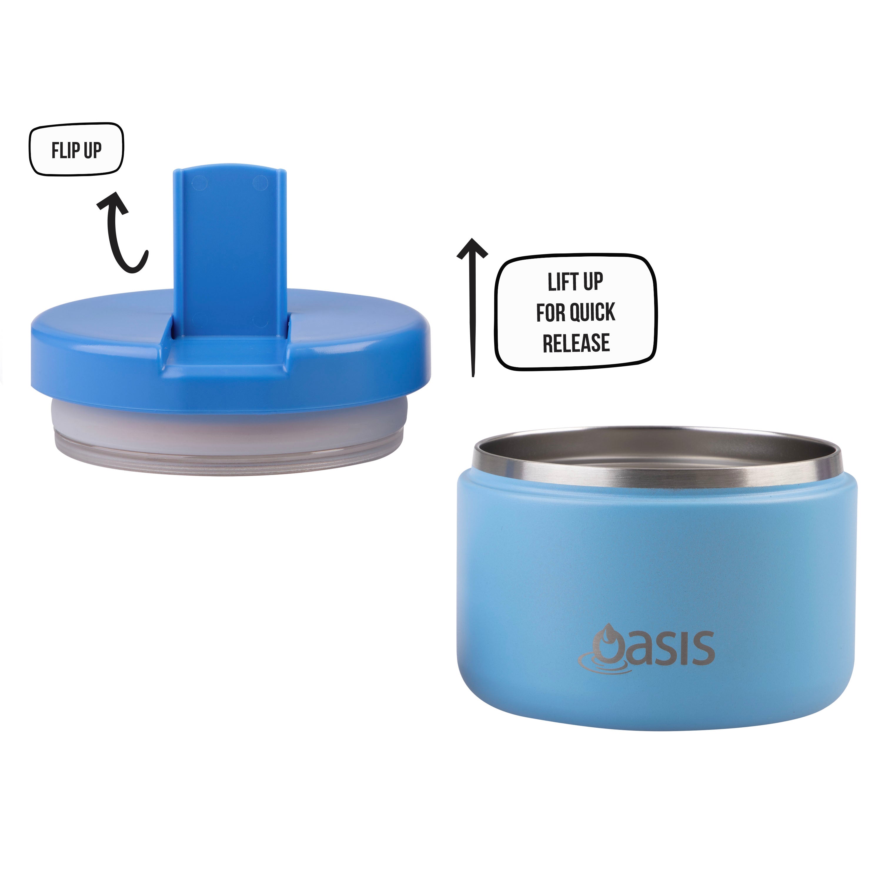 Oasis Double Wall Food Flask with Quick Release Lid 300ml - Blue