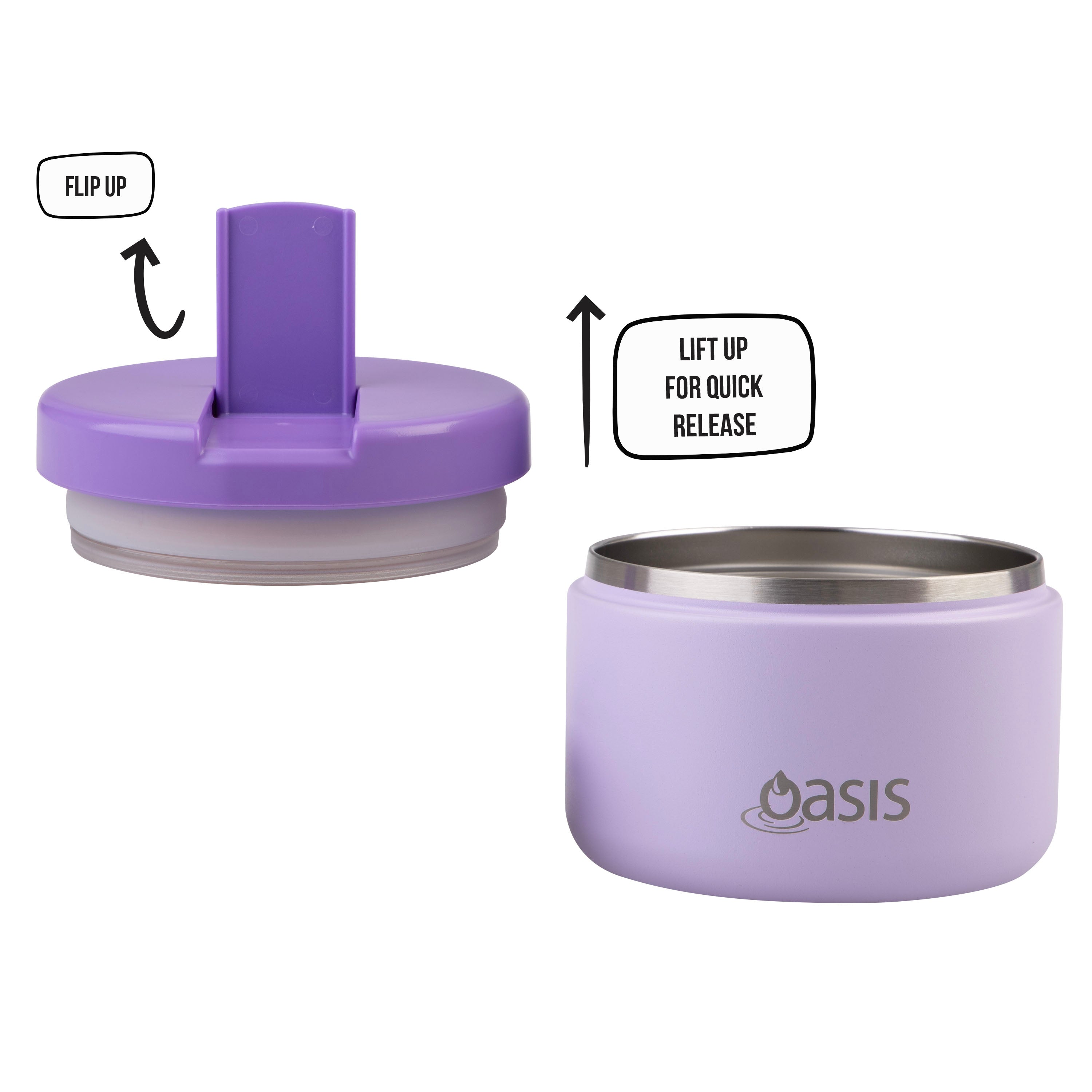 Oasis Double Wall Food Flask with Quick Release Lid 300ml - Lilac