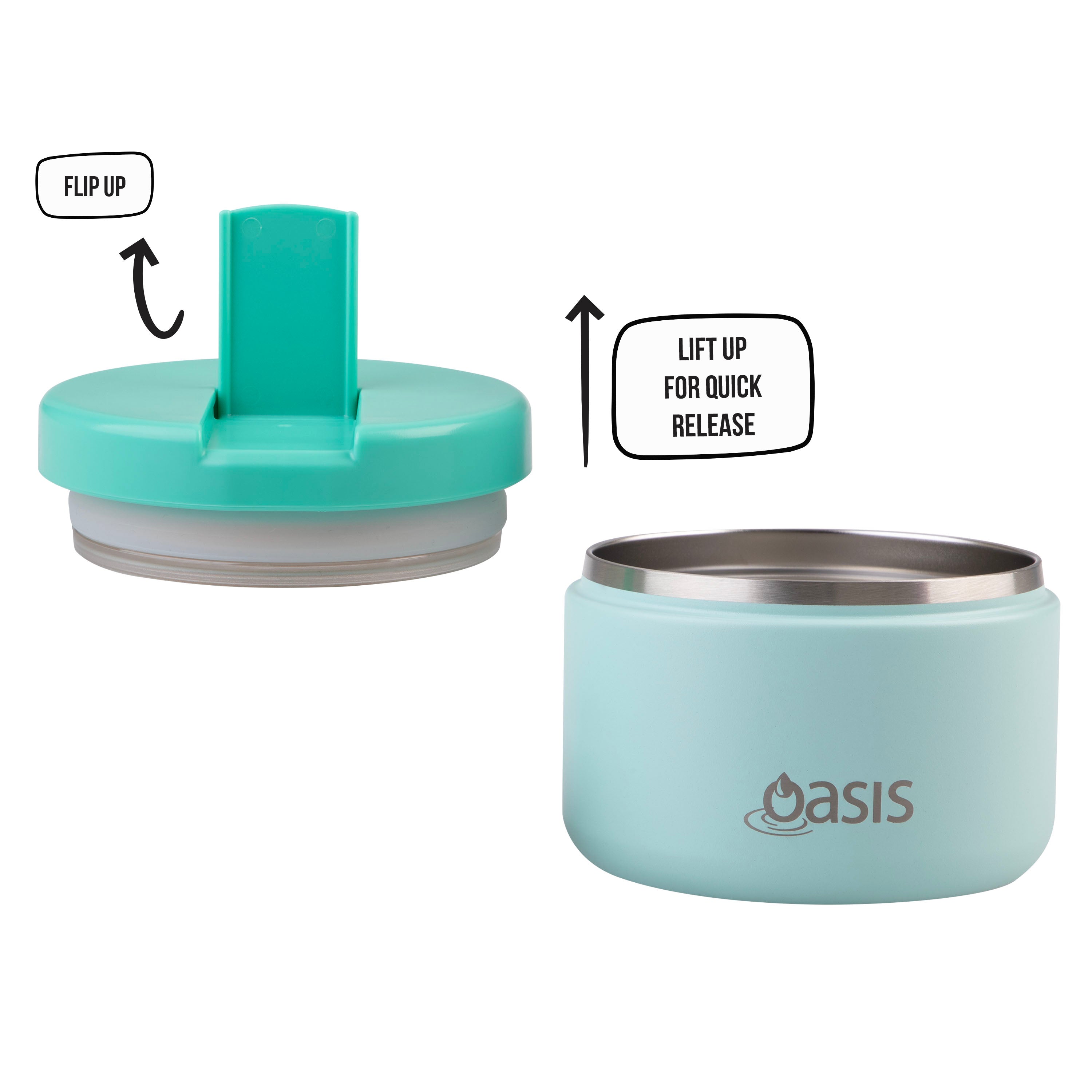 Oasis Double Wall Food Flask with Quick Release Lid 300ml - Mint