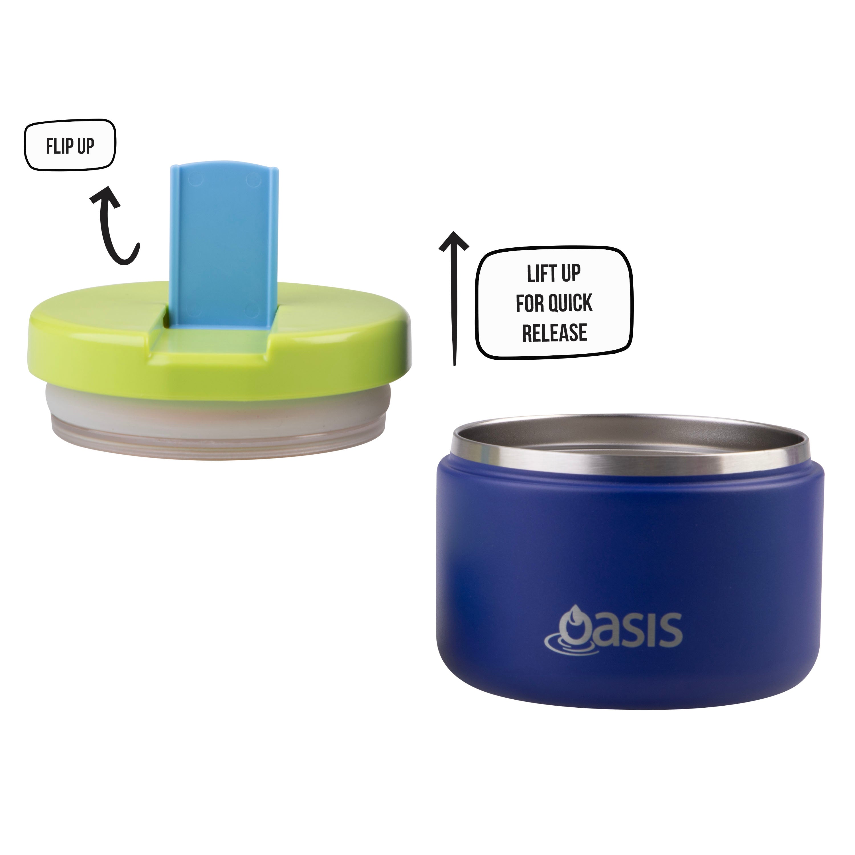 Oasis Double Wall Food Flask with Quick Release Lid 300ml - Peacock Blue