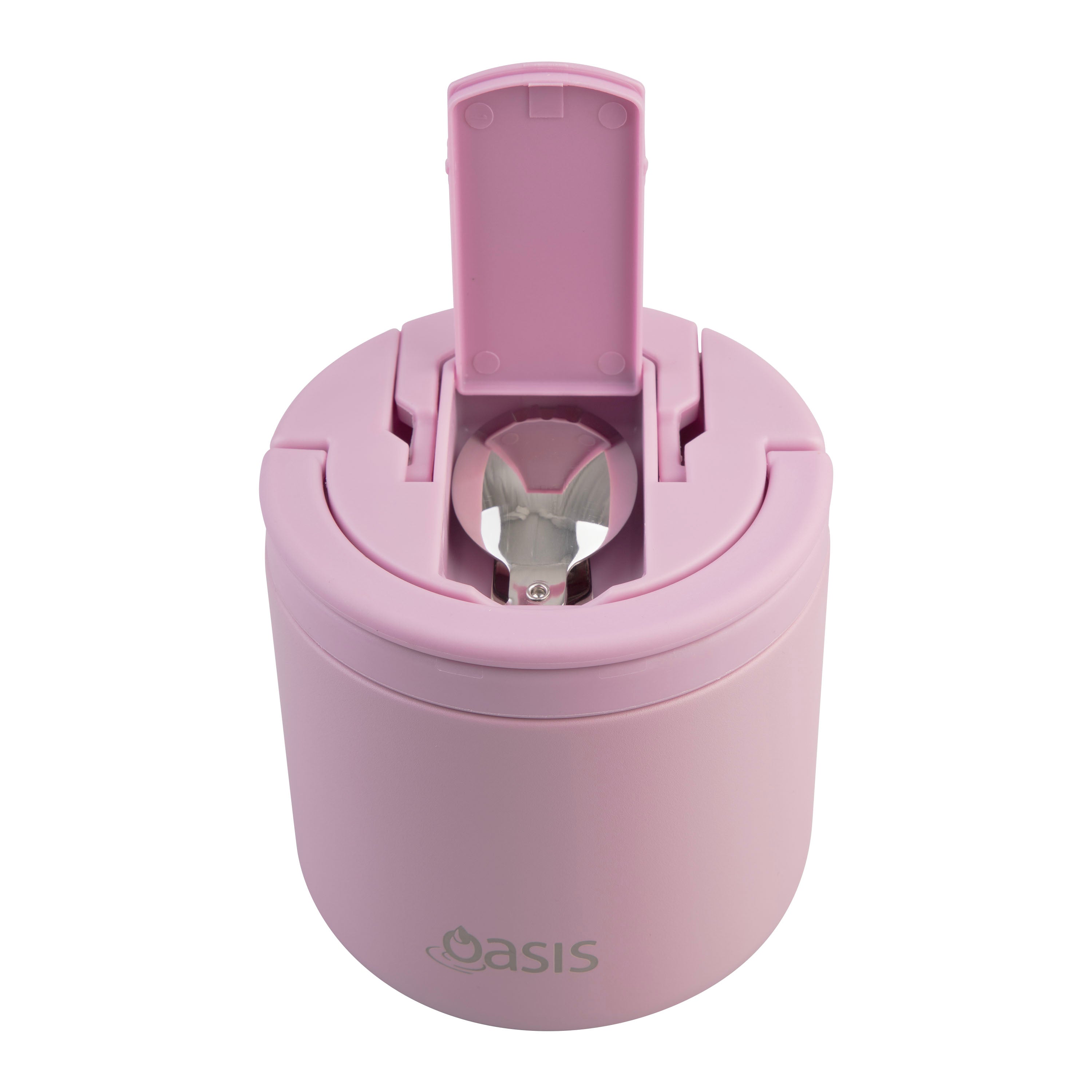 Oasis Double Wall Insulated Food Flask with Quick Release Lid & Spork 500ml - Blush