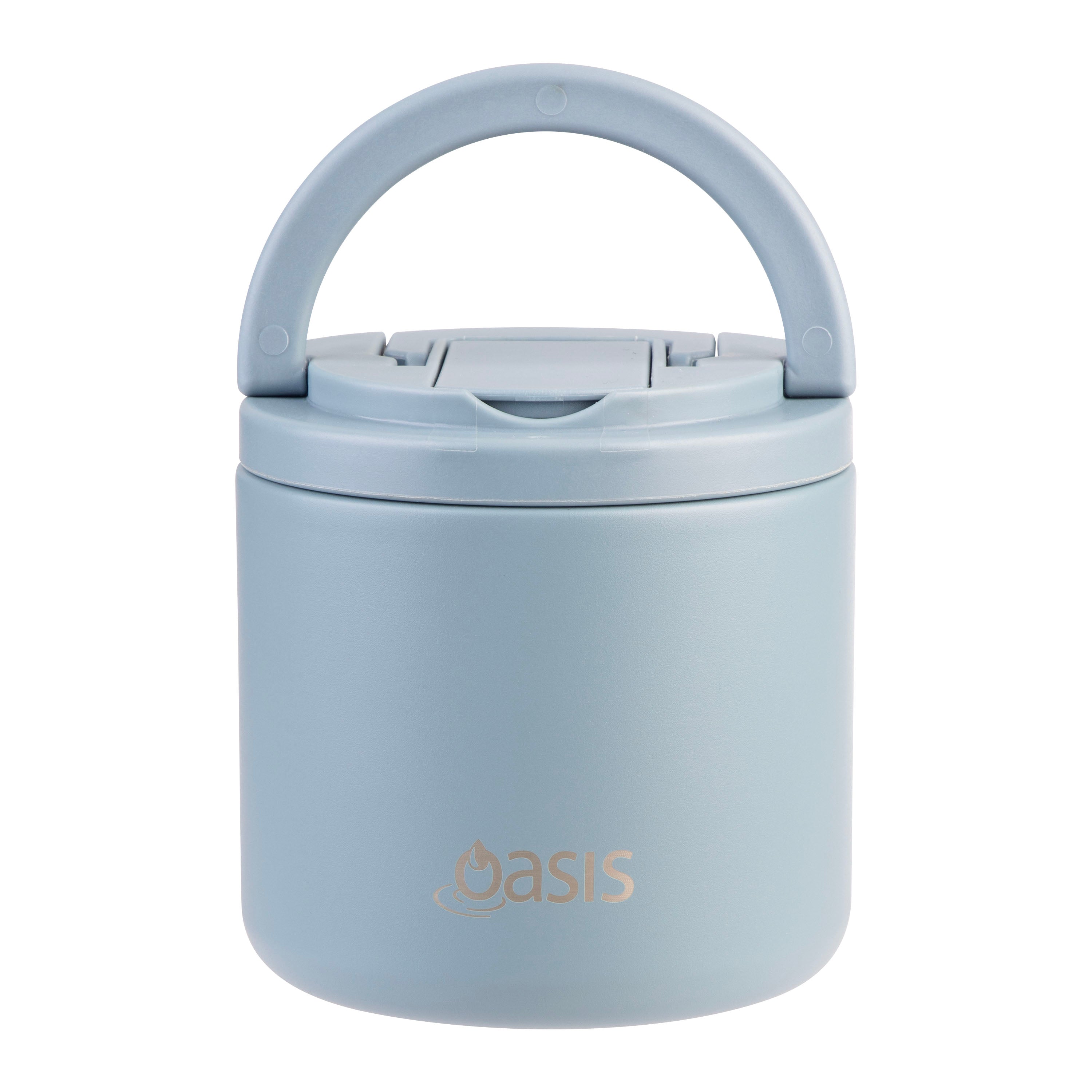 Oasis Double Wall Insulated Food Flask with Quick Release Lid & Spork 500ml - Hazy Blue