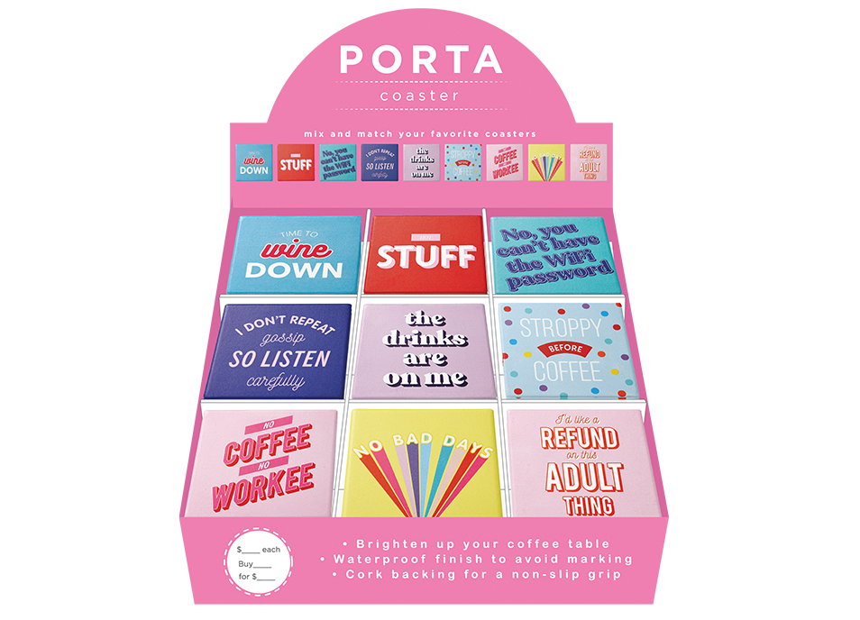 Porta by Ladelle Drama Queen Assorted Coaster Shelf Ready Box