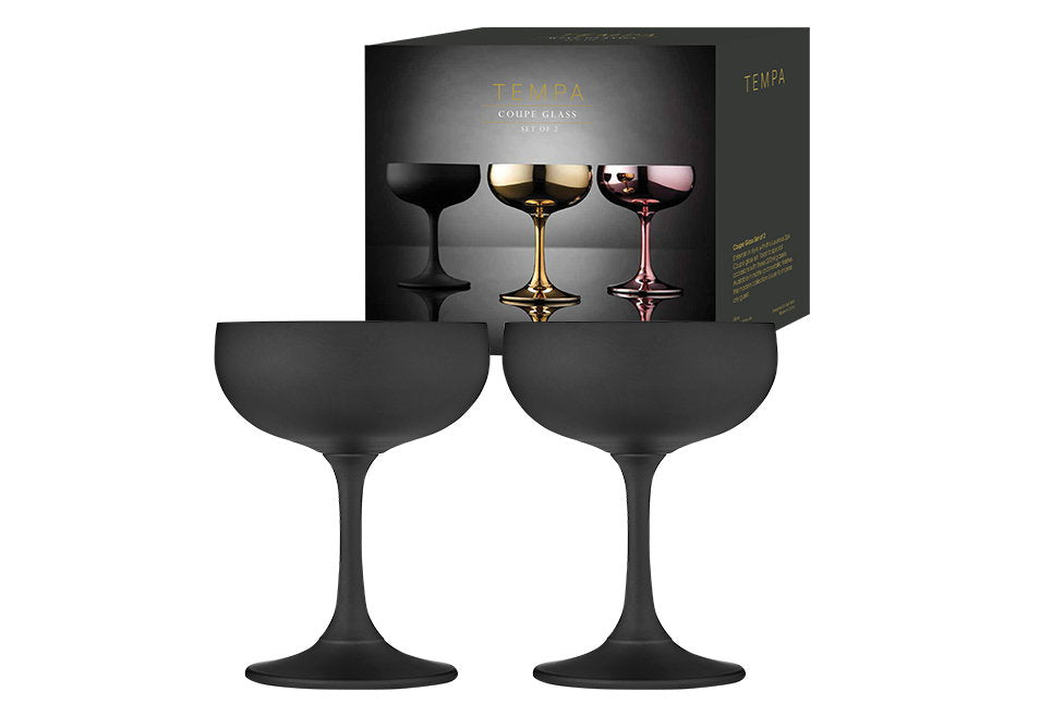 Tempa Aurora Matte Black 2pk Coupe Glass